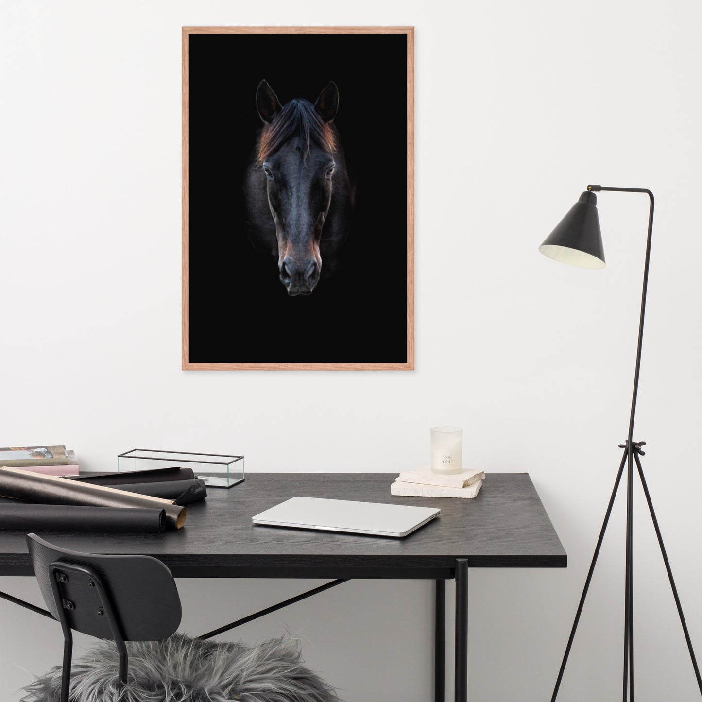 Framed Poster Horse Wall Art - Vertical Print (Glamourange 0019 Model)