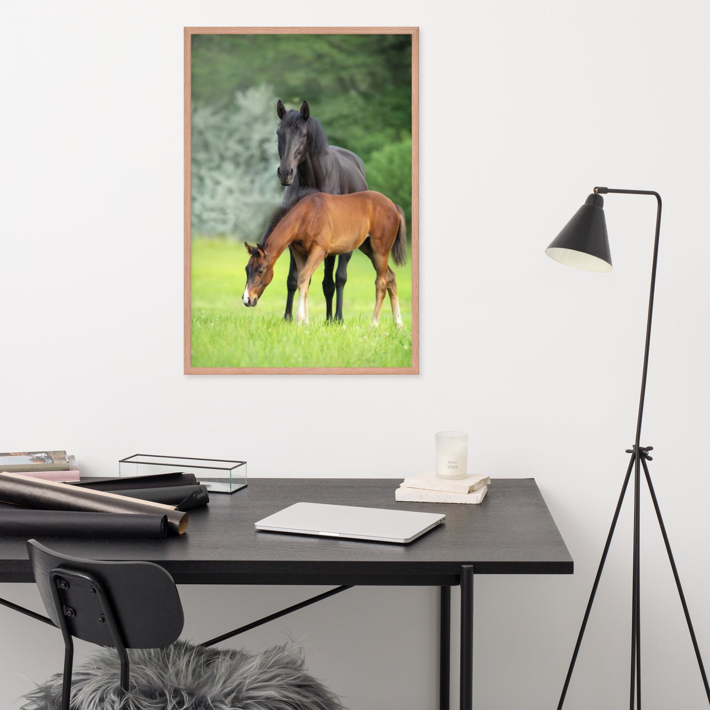 Framed Poster Horse Wall Art - Vertical Print (Glamourange 0021 Model)