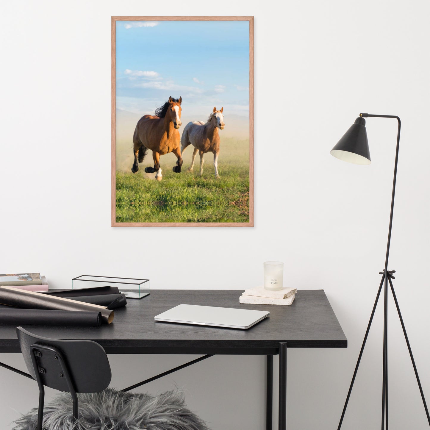 Framed Poster Horse Wall Art - Vertical Print (Glamourange 0023 Model)