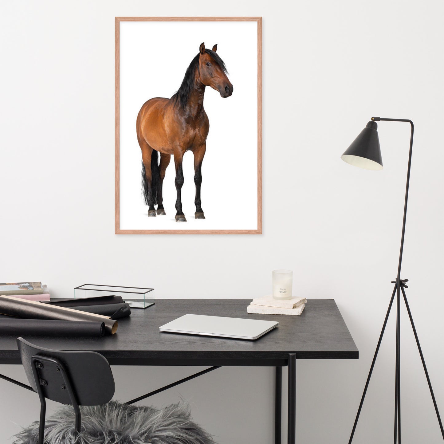 Framed Poster Horse Wall Art - Vertical Print (Glamourange 0024 Model)