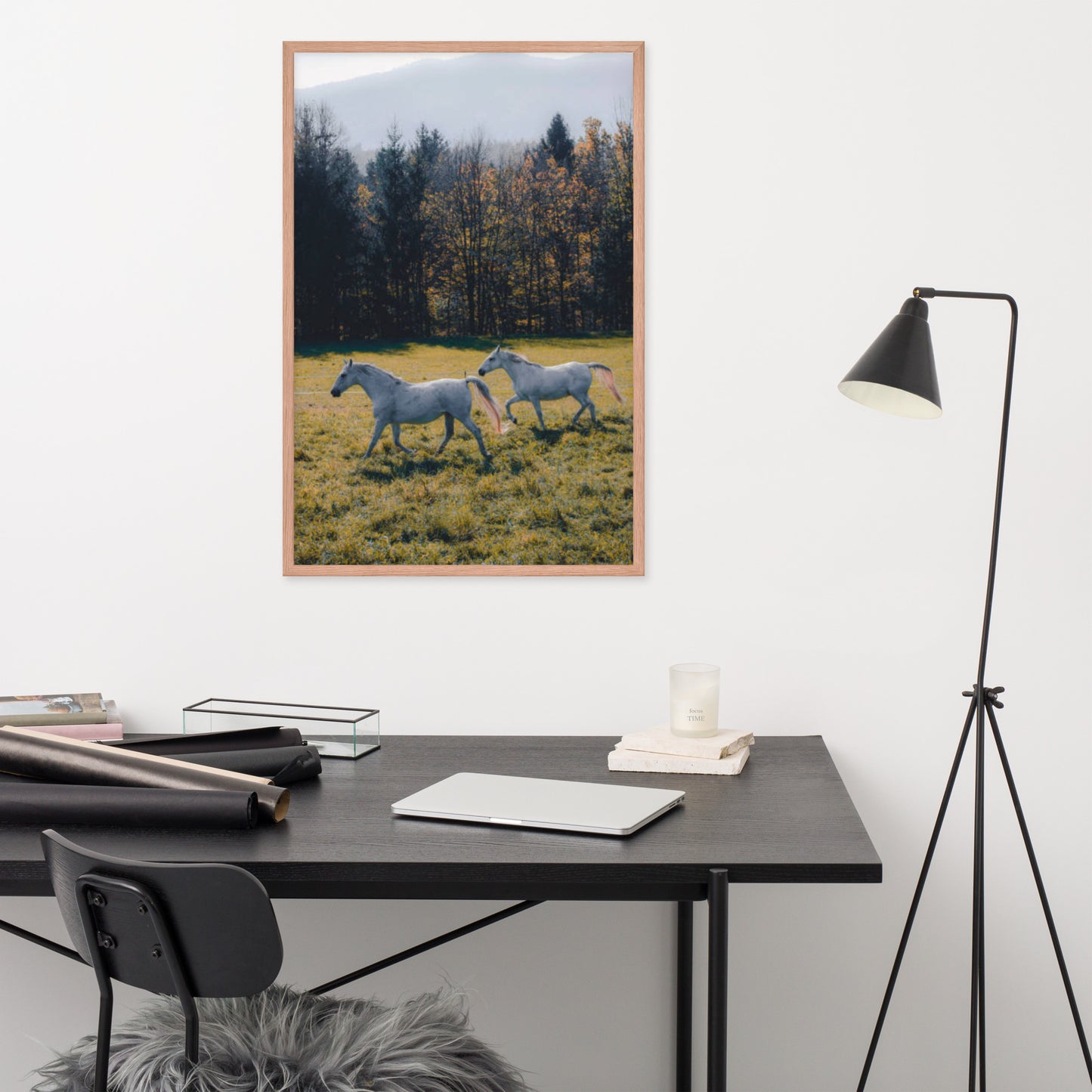 Framed Poster Horse Wall Art - Vertical Print (Glamourange 0025 Model)
