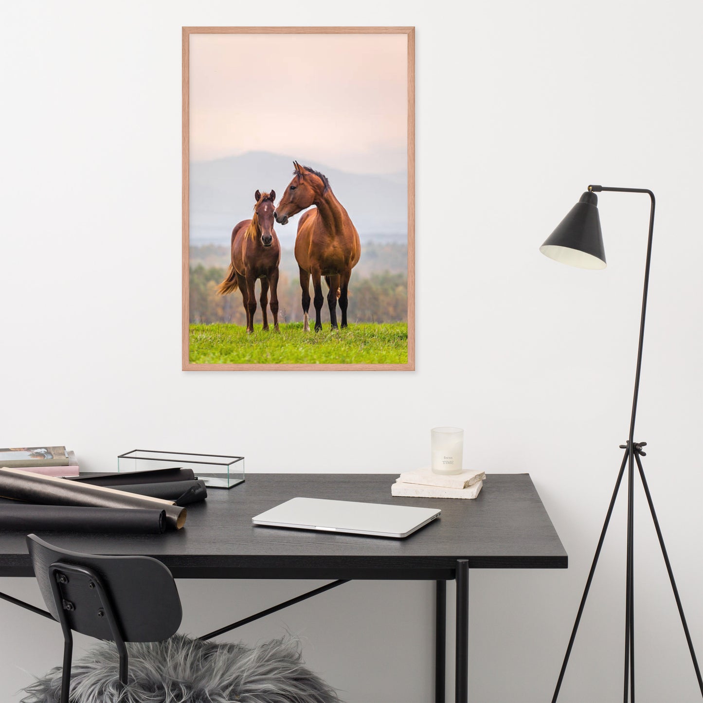 Framed Poster Horse Wall Art - Vertical Print (Glamourange 0027 Model)