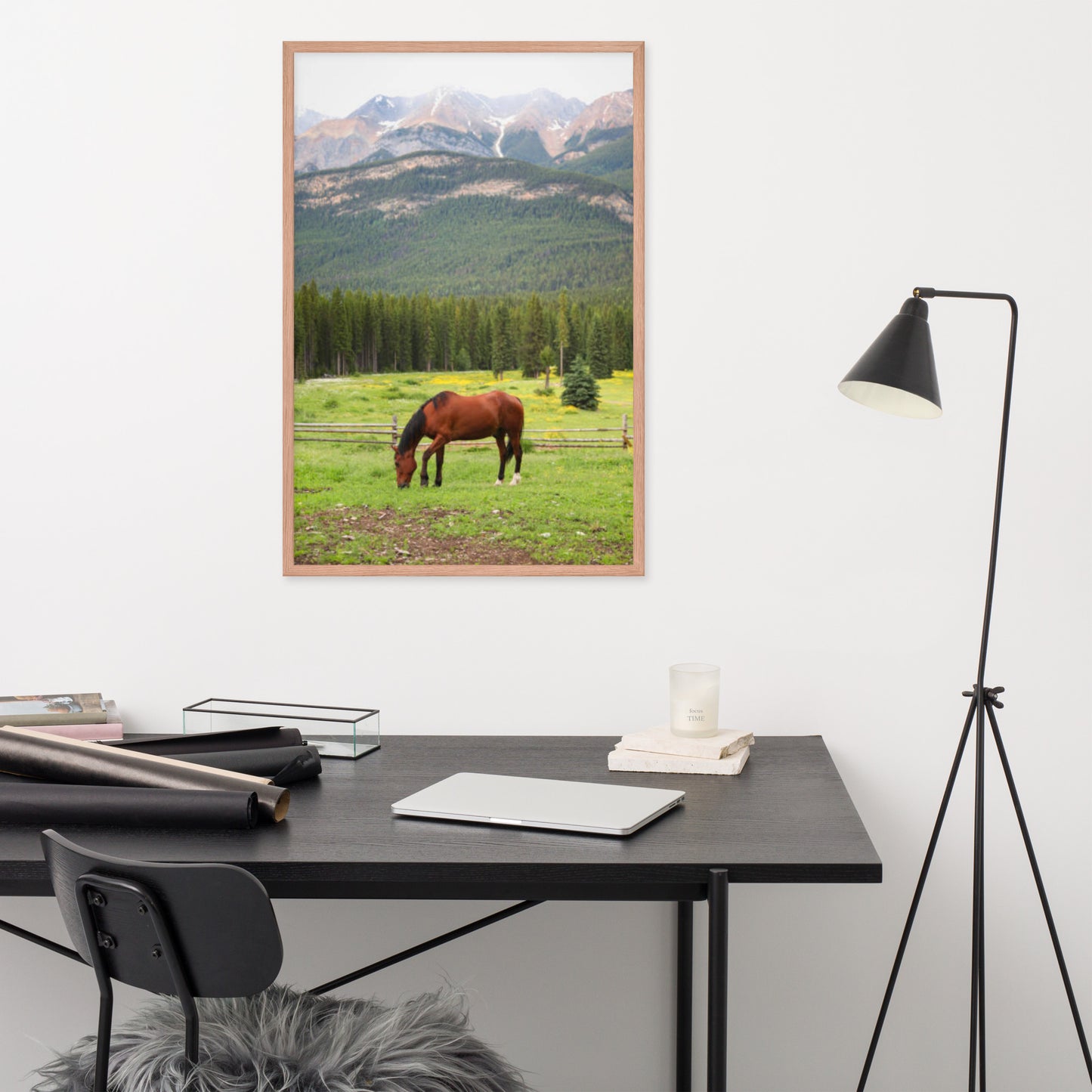 Framed Poster Horse Wall Art - Vertical Print (Glamourange 0030 Model)