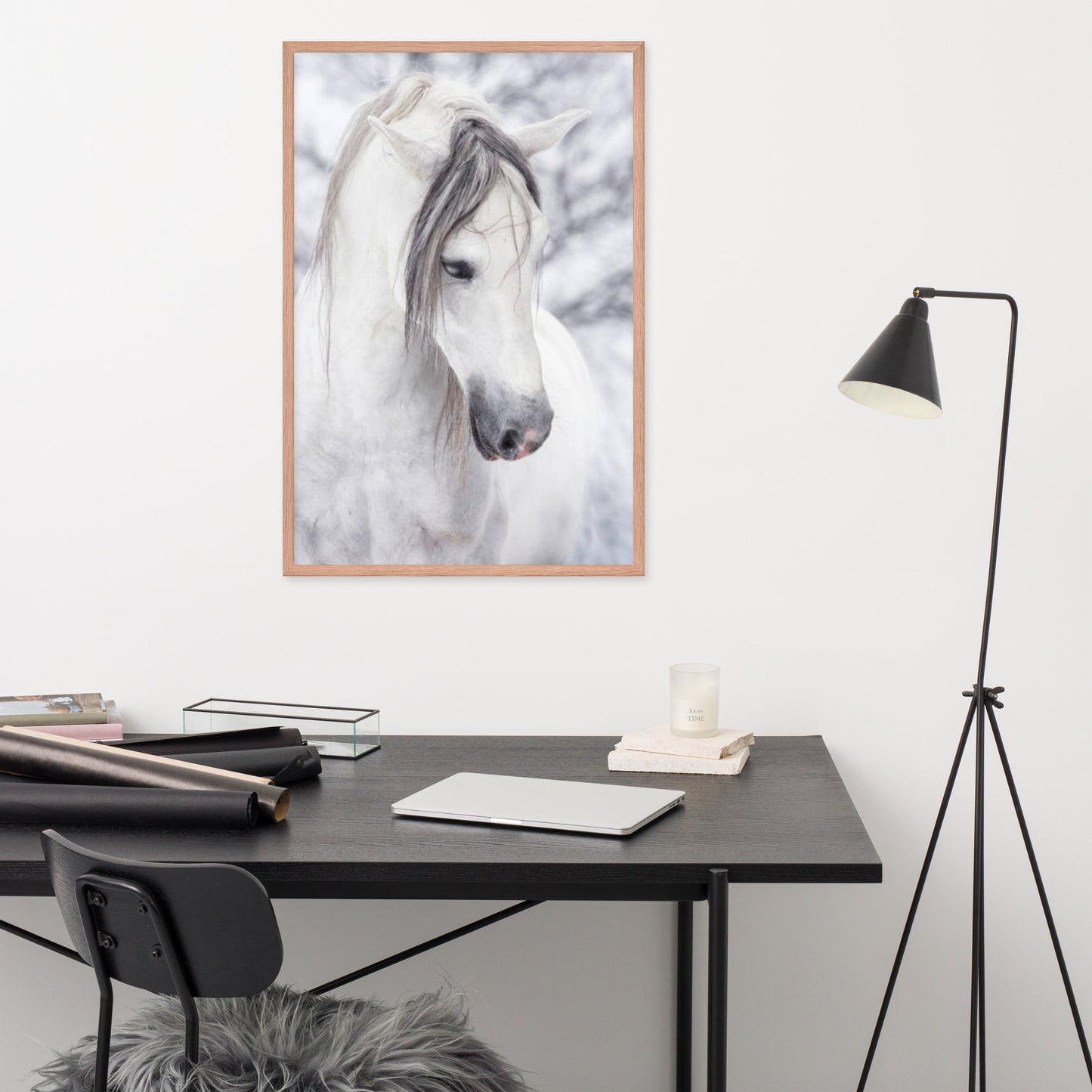 Framed Poster Horse Wall Art - Vertical Print (Glamourange 0036 Model)