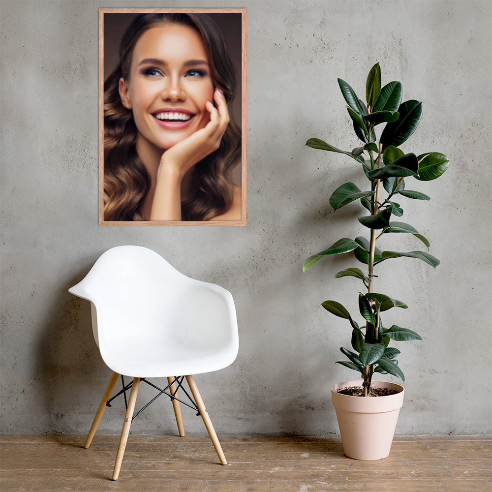 Framed Poster Wall Art Vertical: Priceless Smiles and Laughter (Print Model 009)