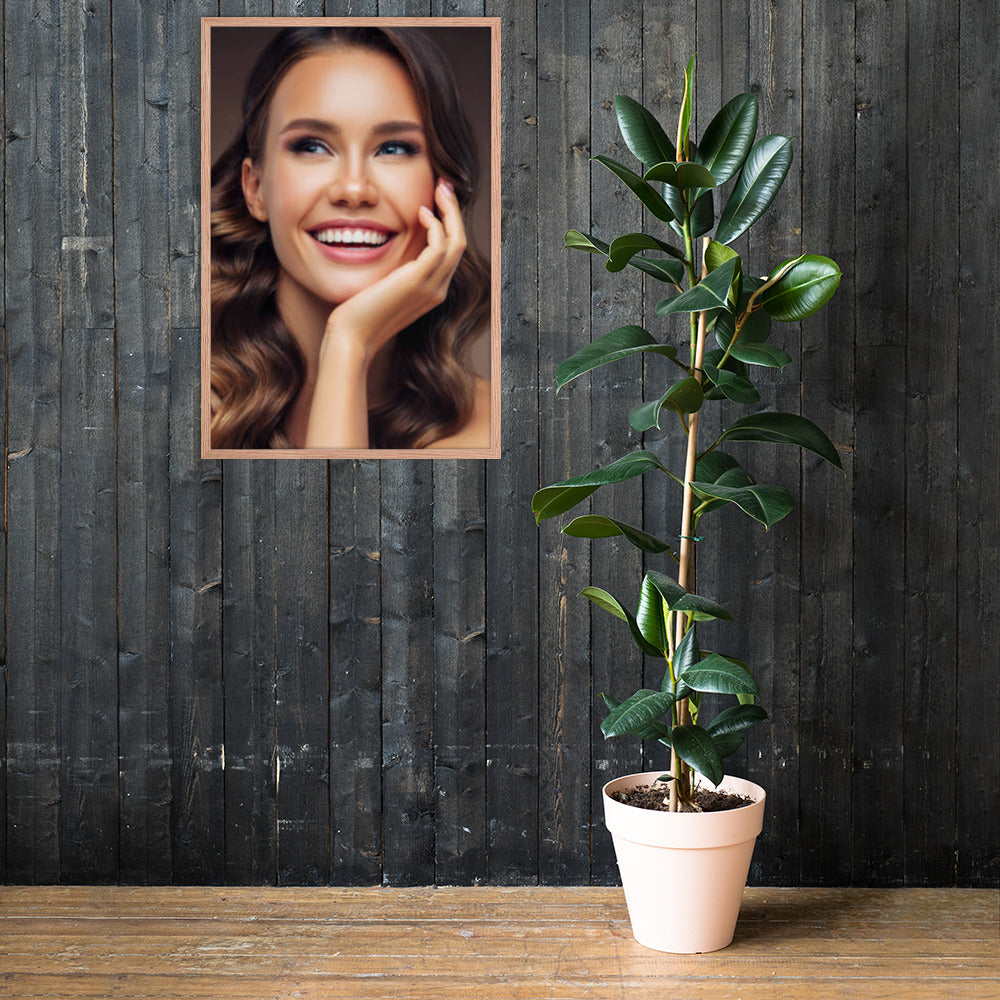 Framed Poster Wall Art Vertical: Priceless Smiles and Laughter (Print Model 009)