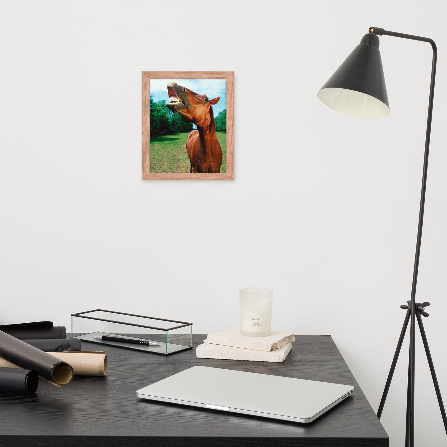 Framed Poster Horse Wall Art - Vertical Print (Glamourange 002 Model)