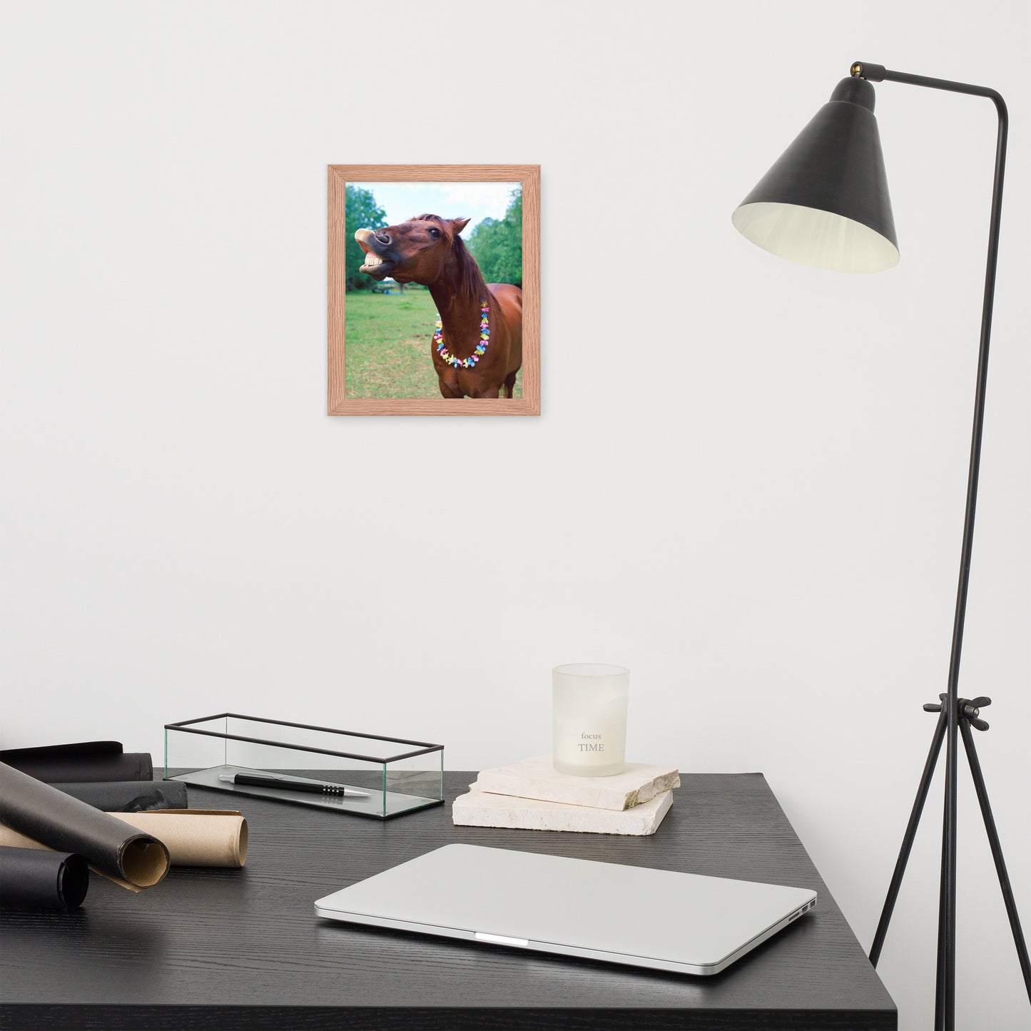 Framed Poster Horse Wall Art - Vertical Print (Glamourange 004 Model)