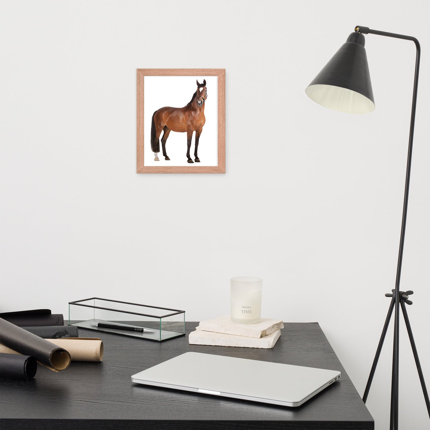 Framed Poster Horse Wall Art - Vertical Print (Glamourange 008 Model)