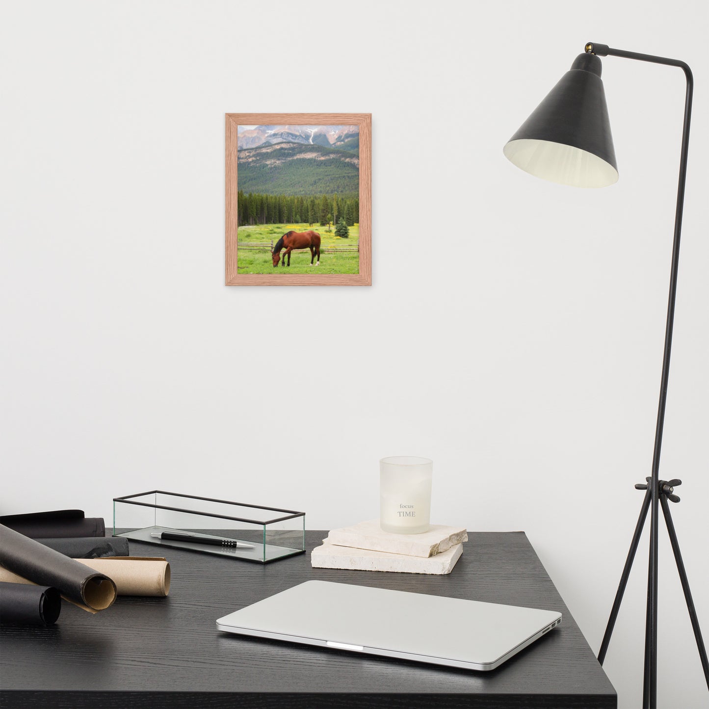 Framed Poster Horse Wall Art - Vertical Print (Glamourange 0030 Model)