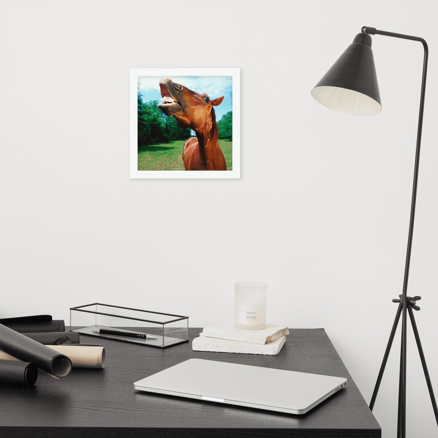 Framed Poster Horse Wall Art - Vertical Print (Glamourange 002 Model)