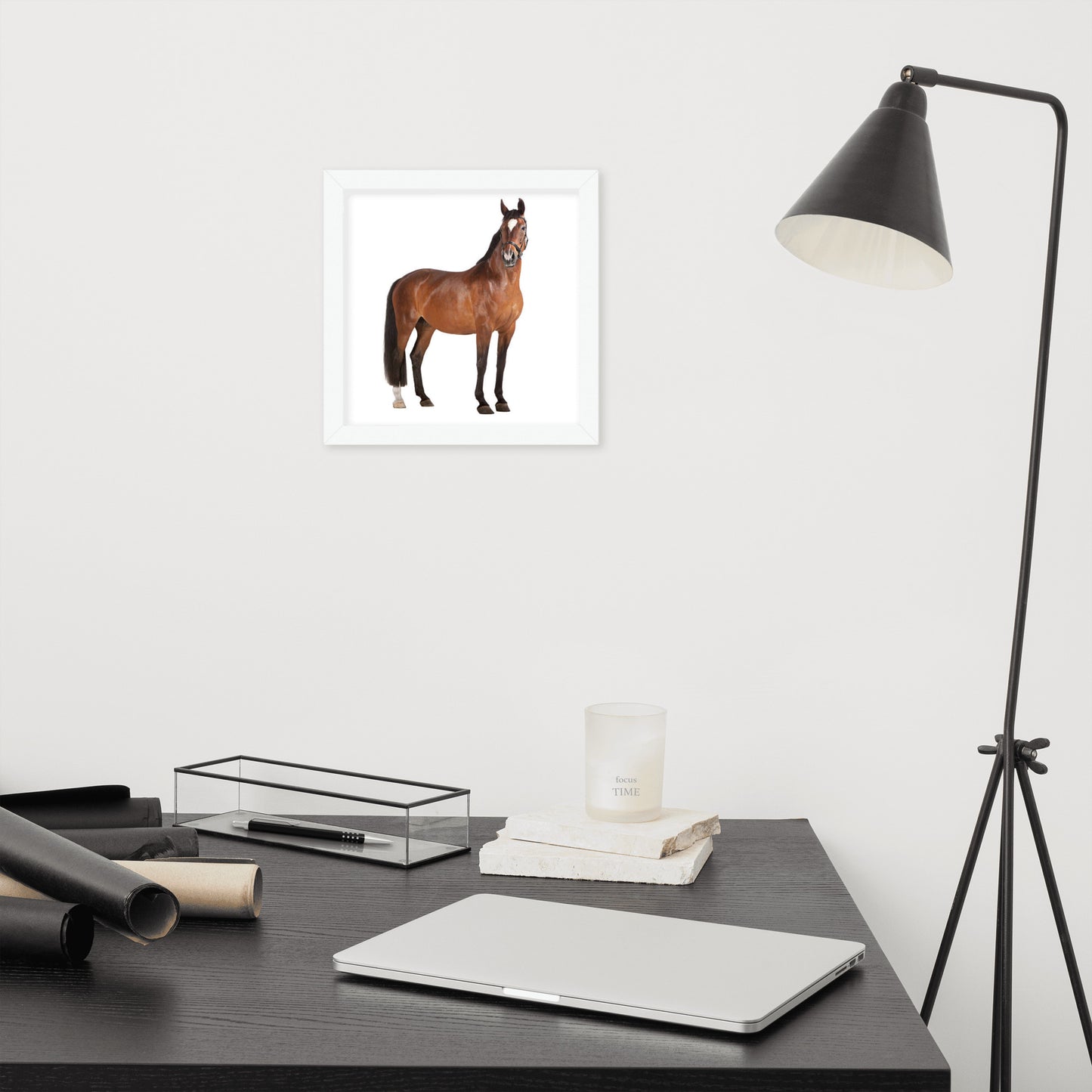 Framed Poster Horse Wall Art - Vertical Print (Glamourange 008 Model)