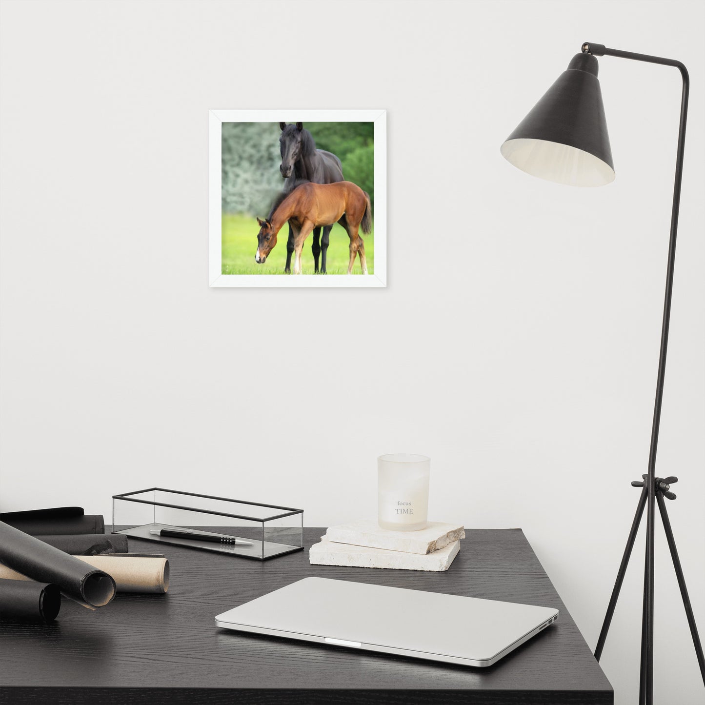 Framed Poster Horse Wall Art - Vertical Print (Glamourange 0021 Model)