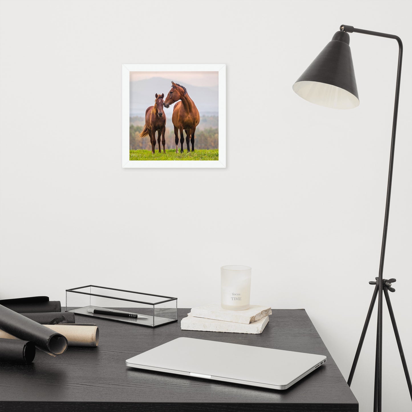 Framed Poster Horse Wall Art - Vertical Print (Glamourange 0027 Model)