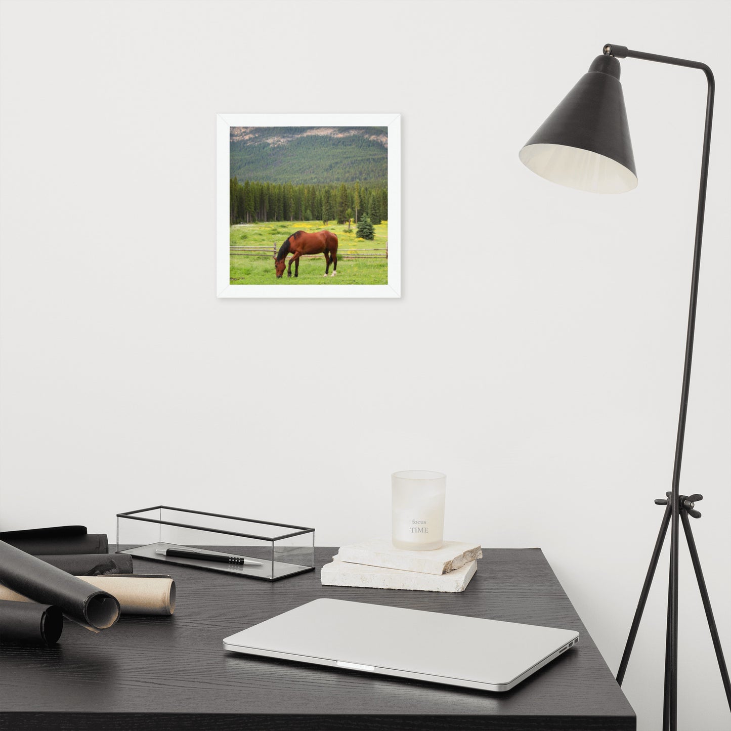 Framed Poster Horse Wall Art - Vertical Print (Glamourange 0030 Model)