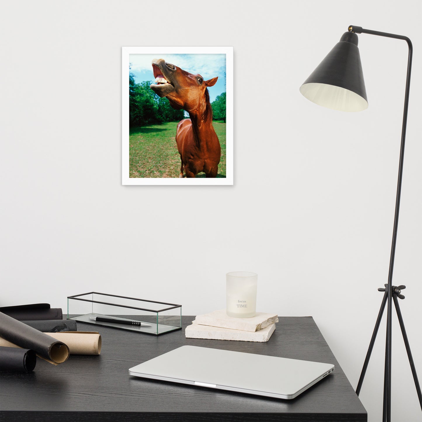 Framed Poster Horse Wall Art - Vertical Print (Glamourange 002 Model)