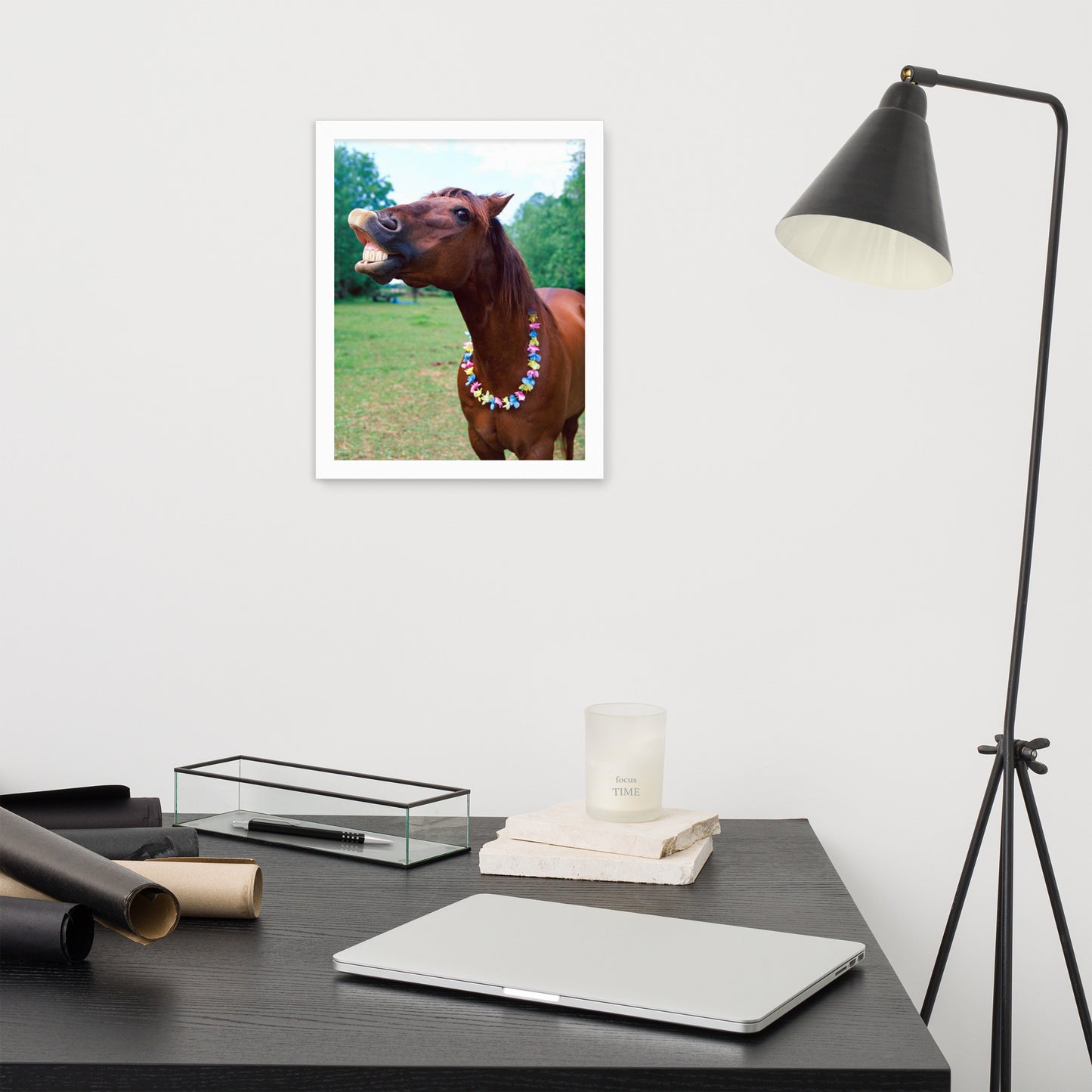 Framed Poster Horse Wall Art - Vertical Print (Glamourange 004 Model)