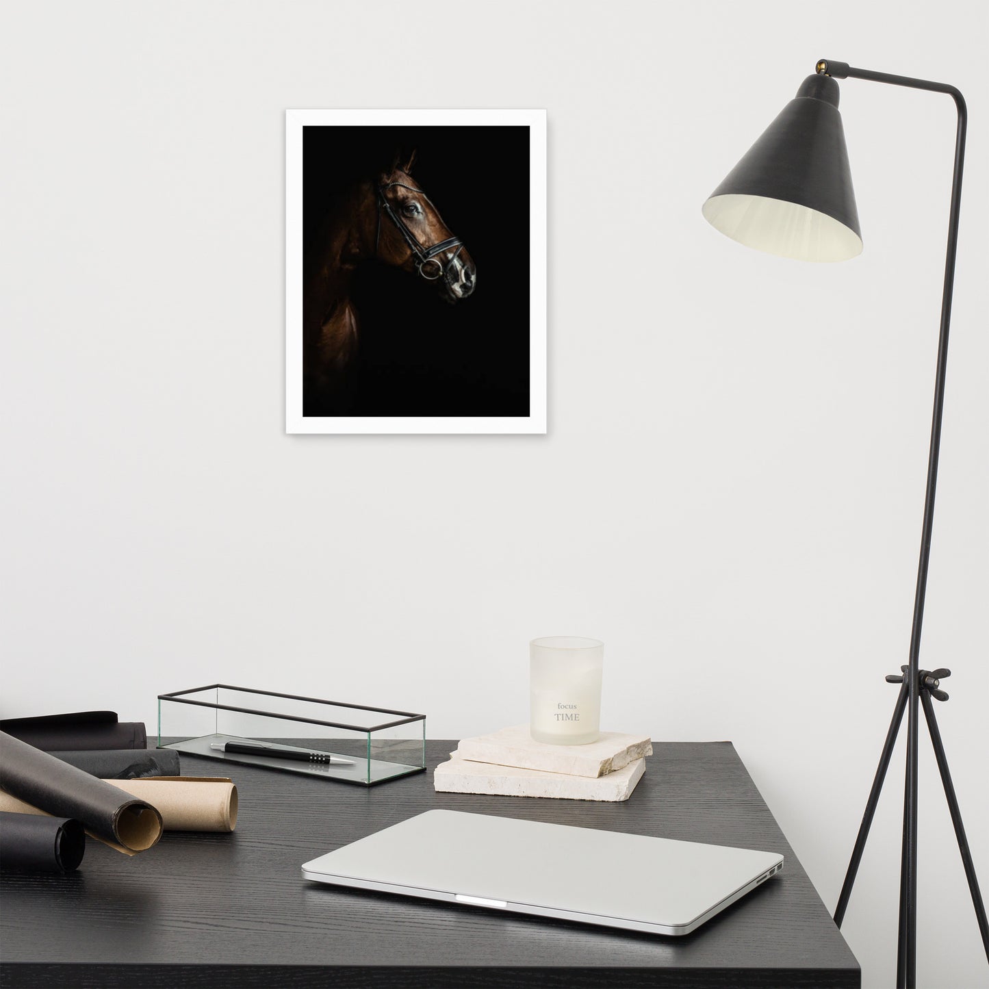 Framed Poster Horse Wall Art - Vertical Print (Glamourange 005 Model)