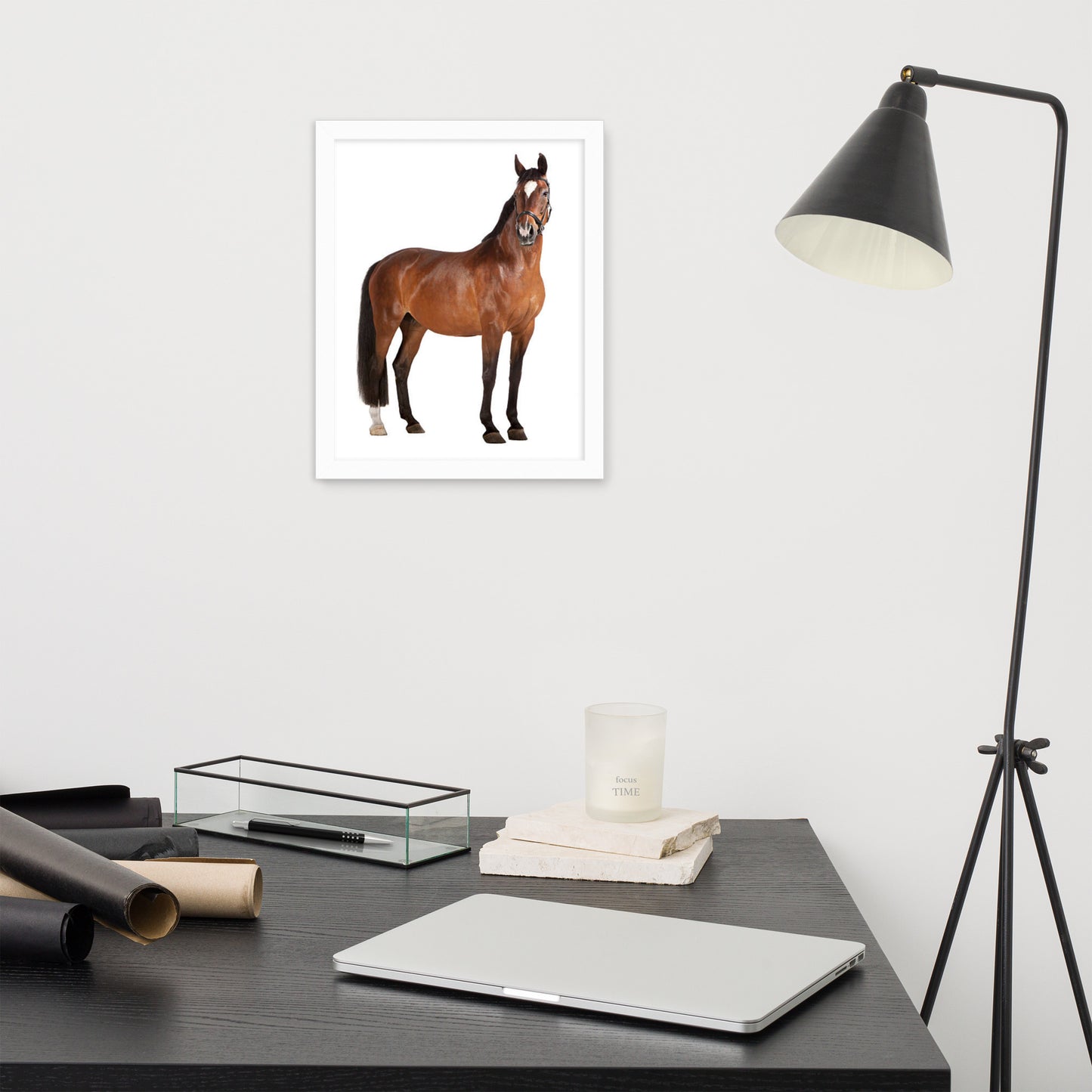 Framed Poster Horse Wall Art - Vertical Print (Glamourange 008 Model)