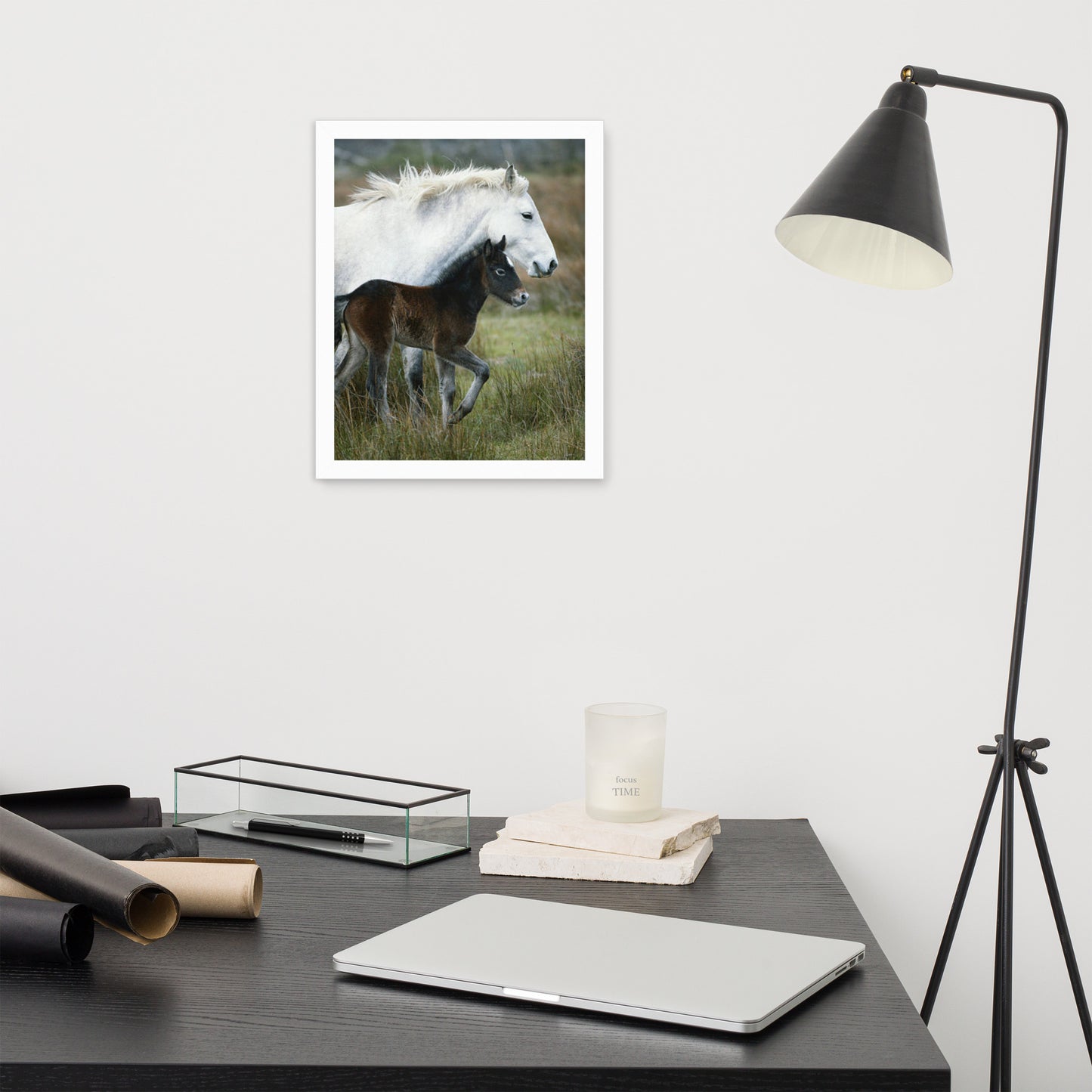 Framed Poster Horse Wall Art - Vertical Print (Glamourange 0011 Model)