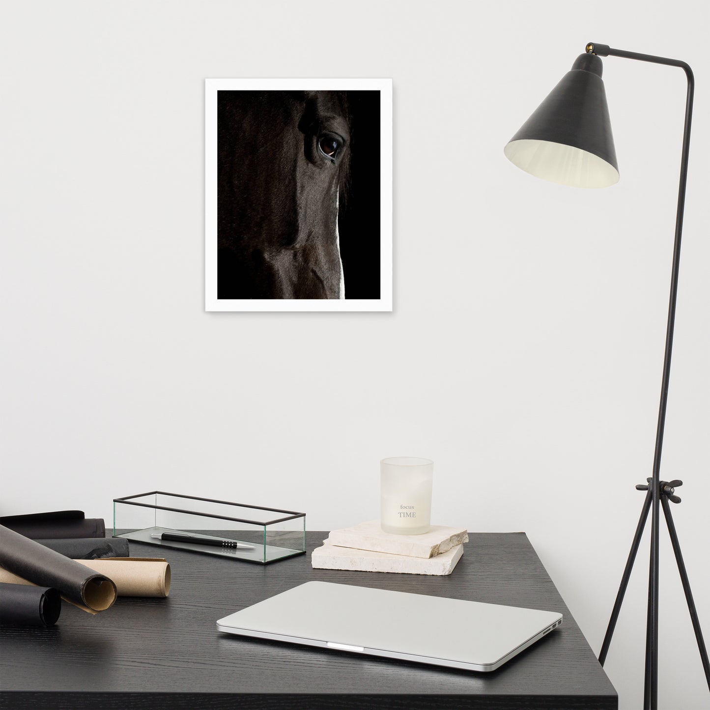 Framed Poster Horse Wall Art - Vertical Print (Glamourange 0015 Model)