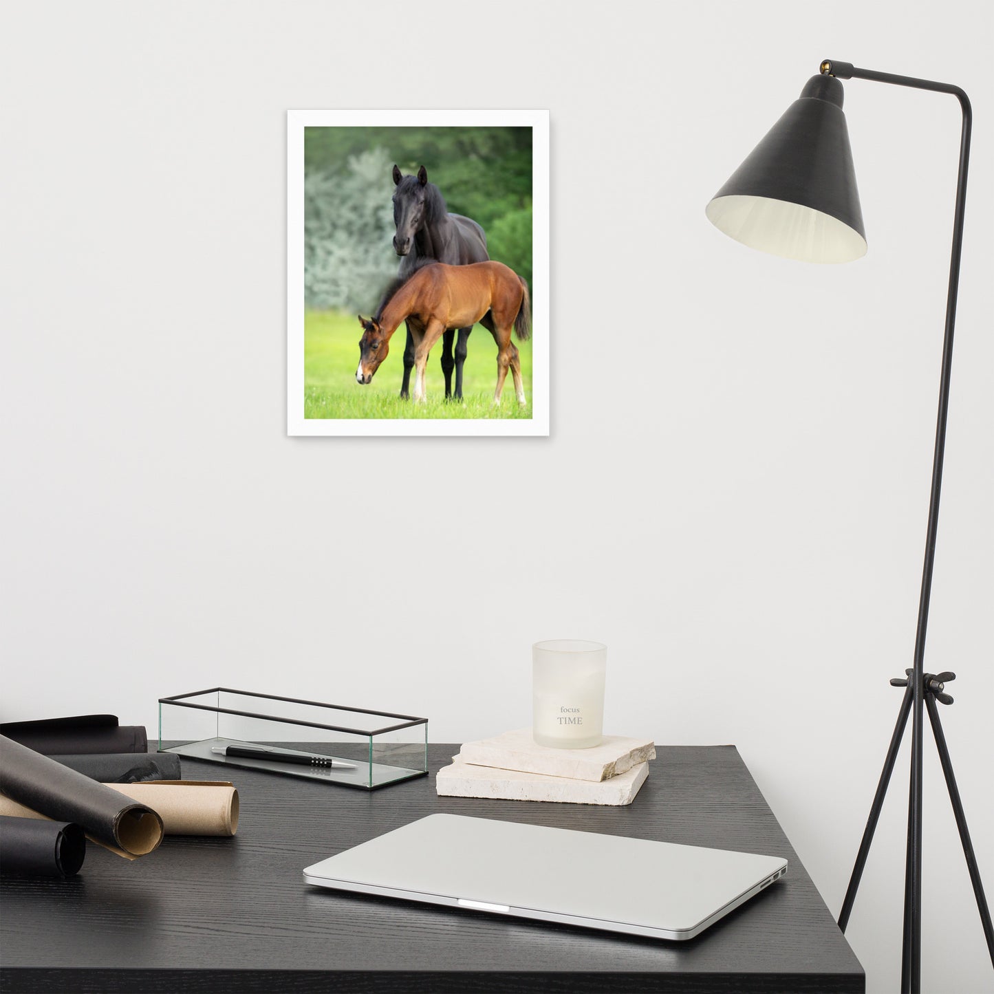 Framed Poster Horse Wall Art - Vertical Print (Glamourange 0021 Model)