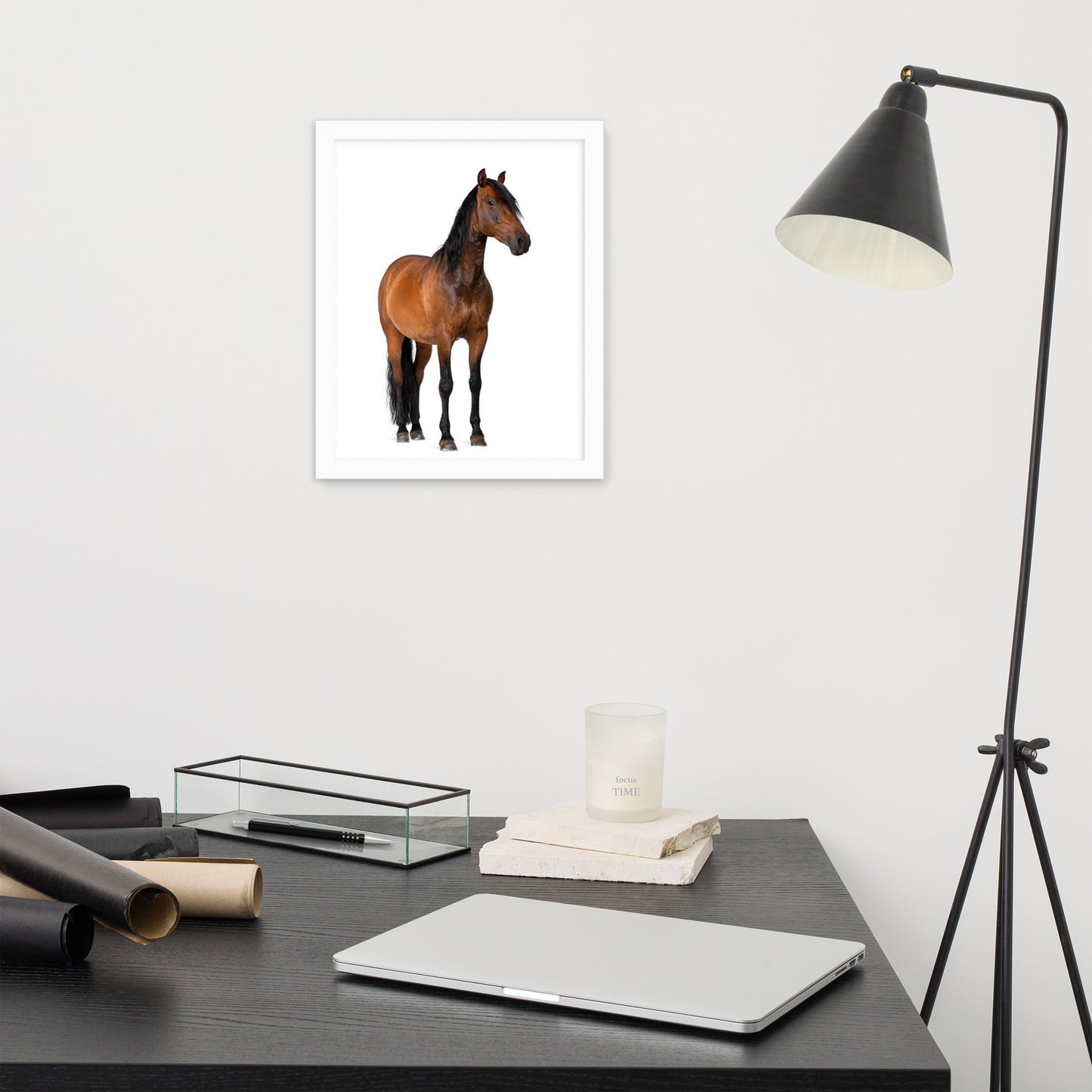 Framed Poster Horse Wall Art - Vertical Print (Glamourange 0024 Model)