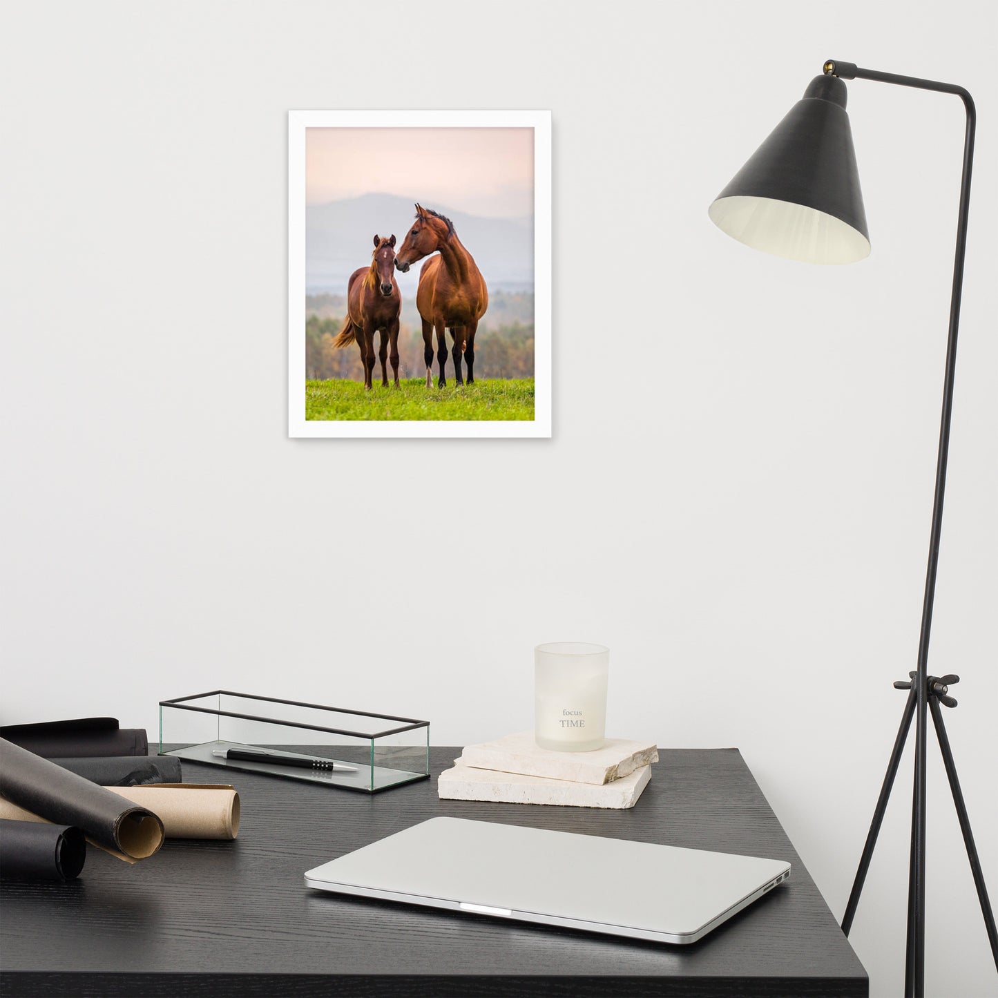 Framed Poster Horse Wall Art - Vertical Print (Glamourange 0027 Model)