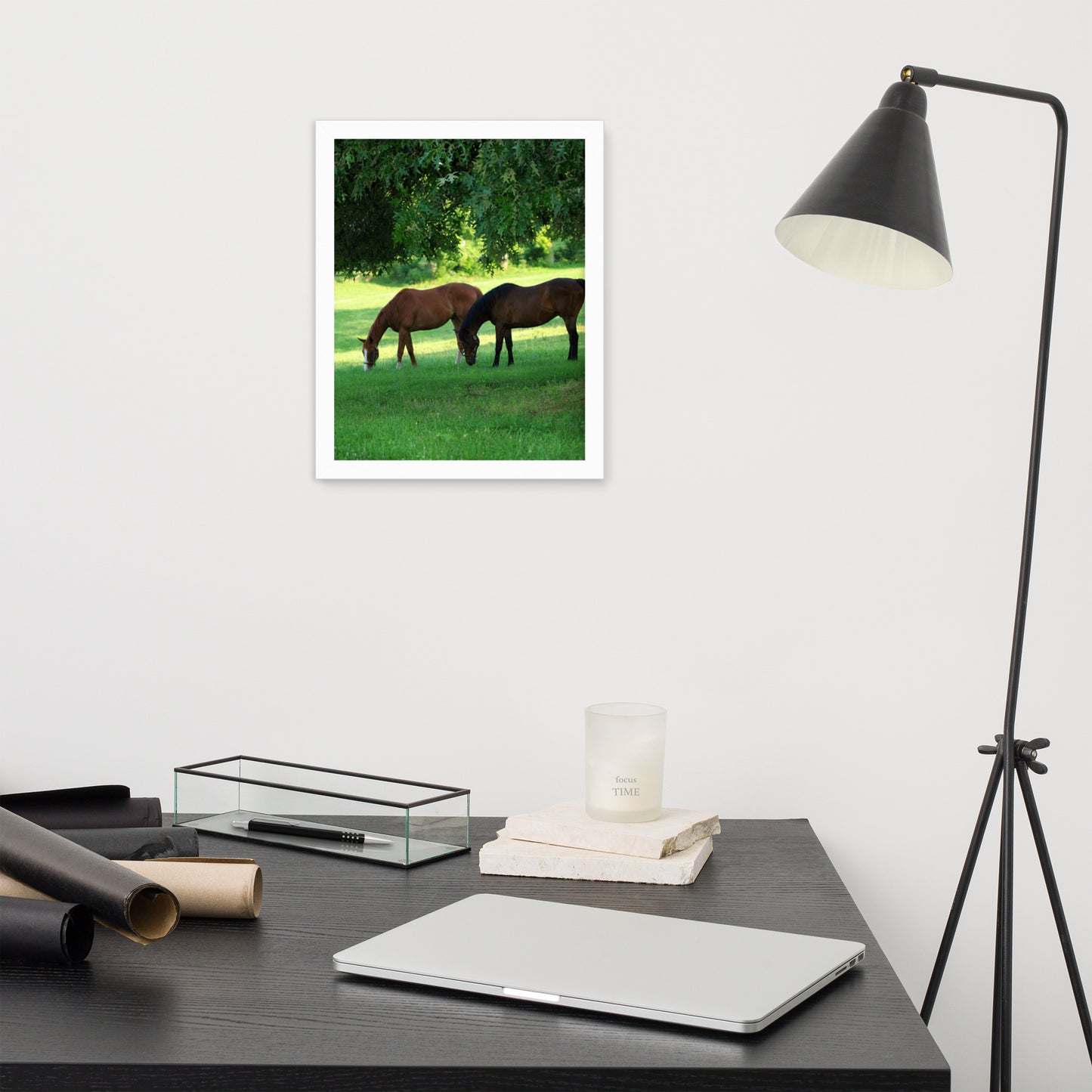 Framed Poster Horse Wall Art - Vertical Print (Glamourange 0033 Model)