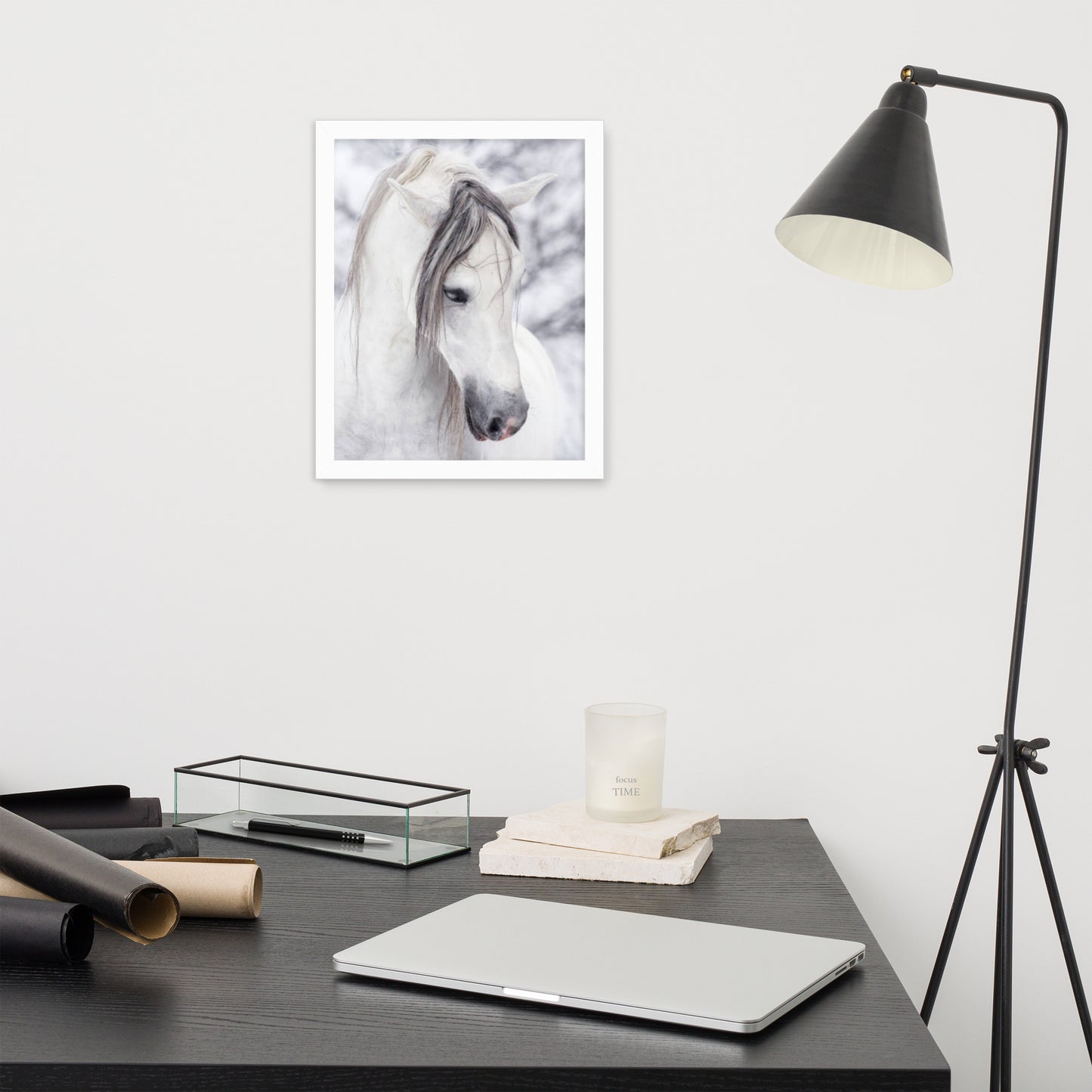 Framed Poster Horse Wall Art - Vertical Print (Glamourange 0036 Model)