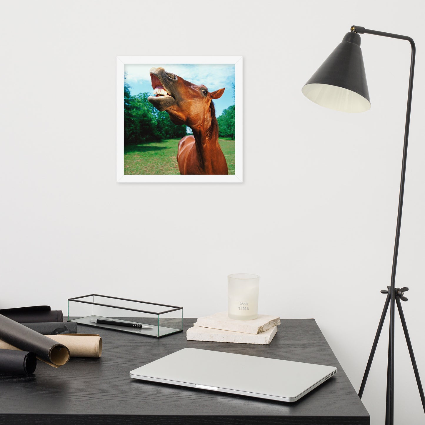 Framed Poster Horse Wall Art - Vertical Print (Glamourange 002 Model)