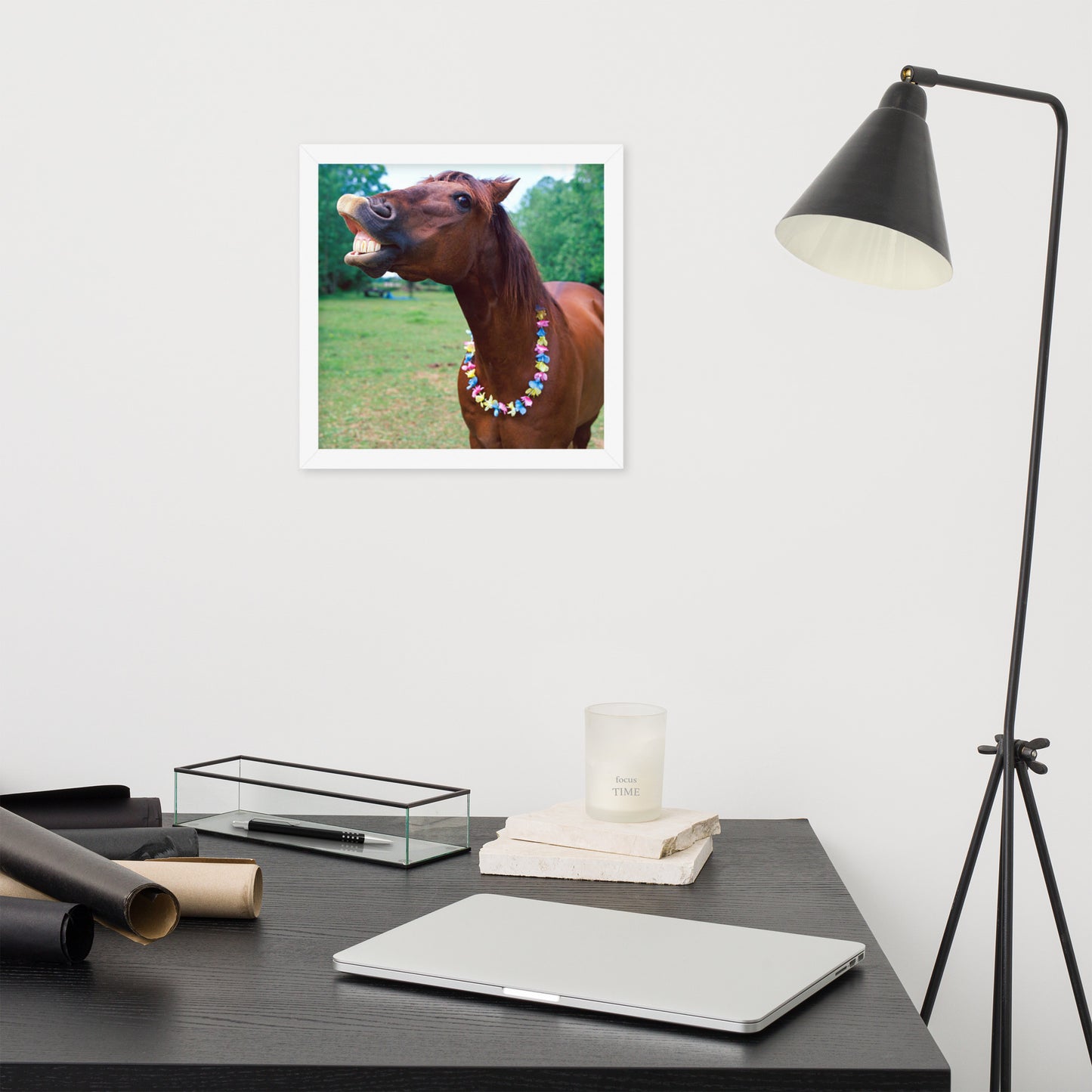 Framed Poster Horse Wall Art - Vertical Print (Glamourange 004 Model)