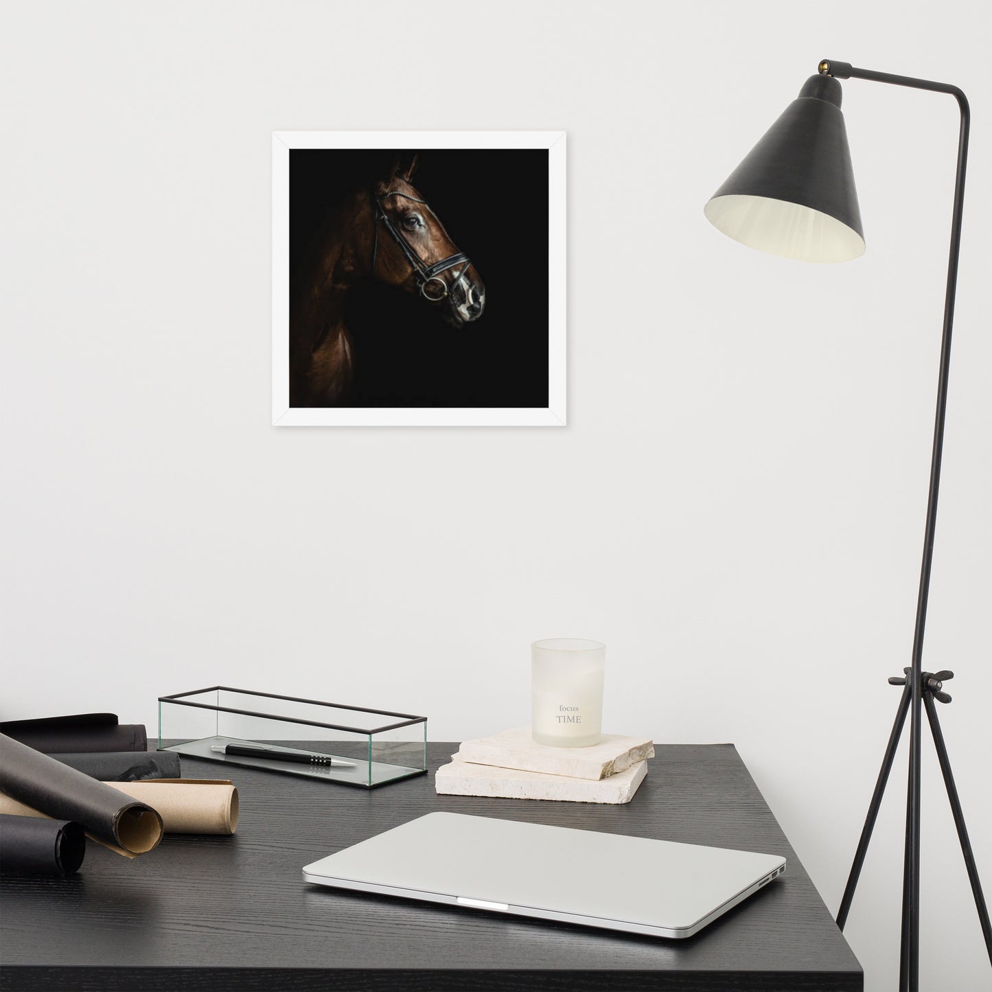 Framed Poster Horse Wall Art - Vertical Print (Glamourange 005 Model)