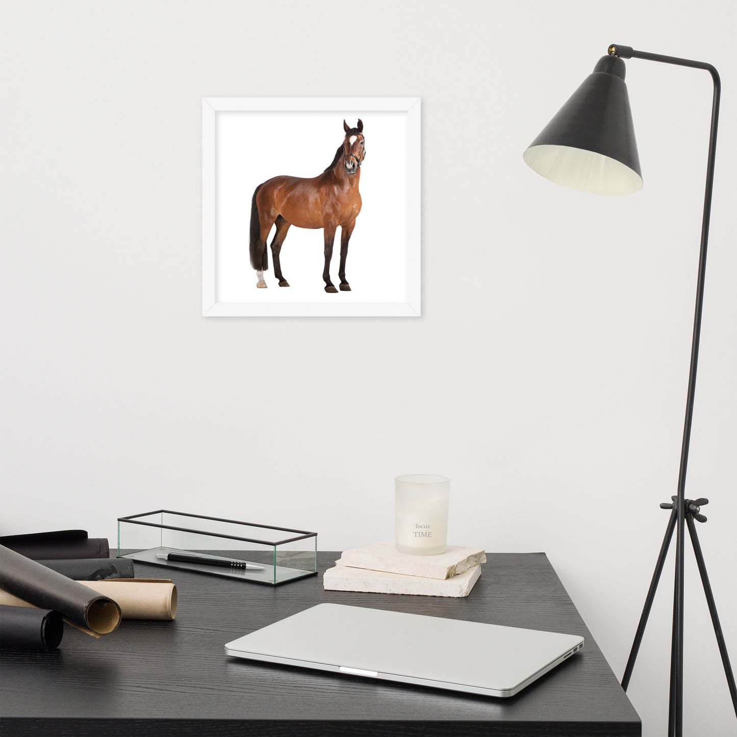 Framed Poster Horse Wall Art - Vertical Print (Glamourange 008 Model)