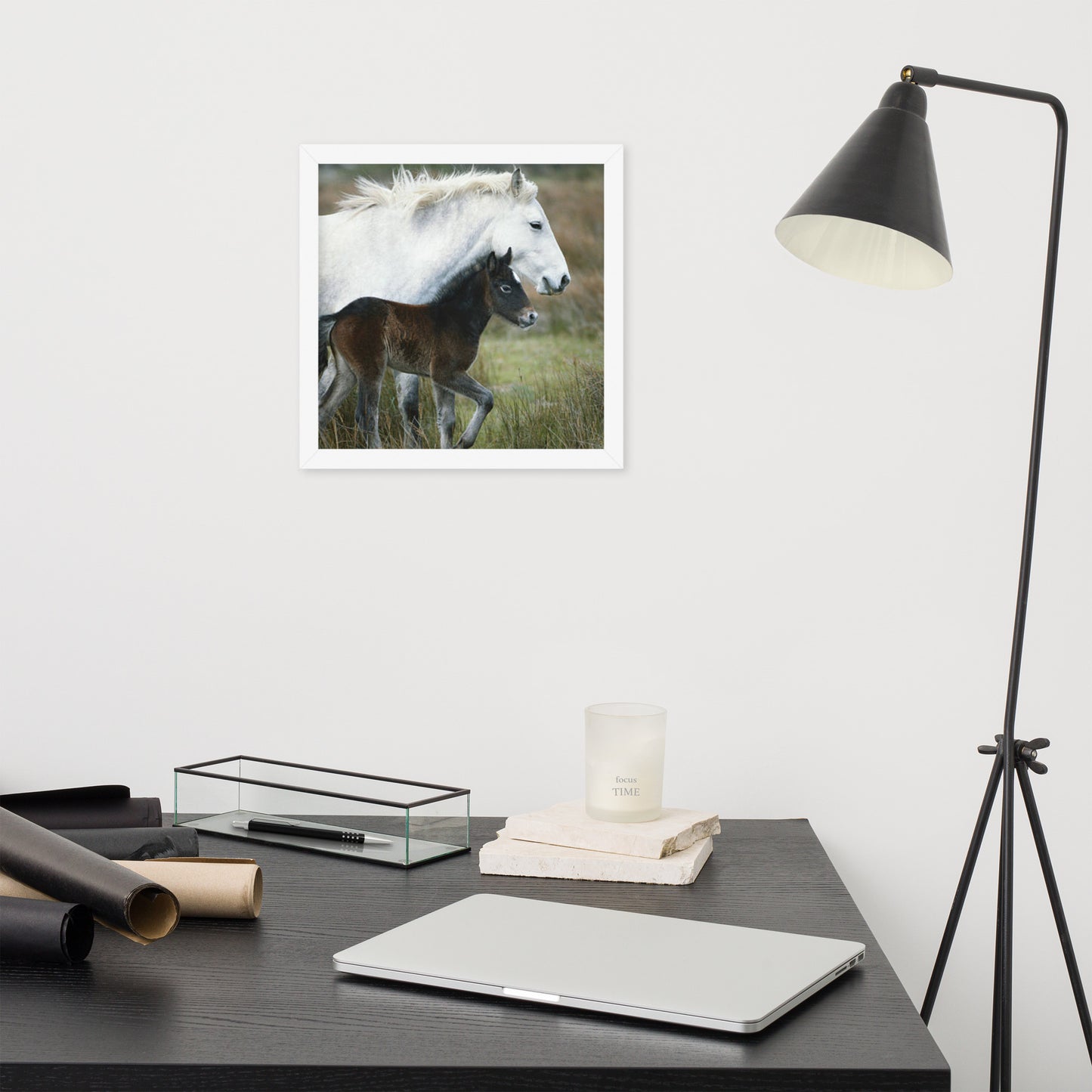 Framed Poster Horse Wall Art - Vertical Print (Glamourange 0011 Model)