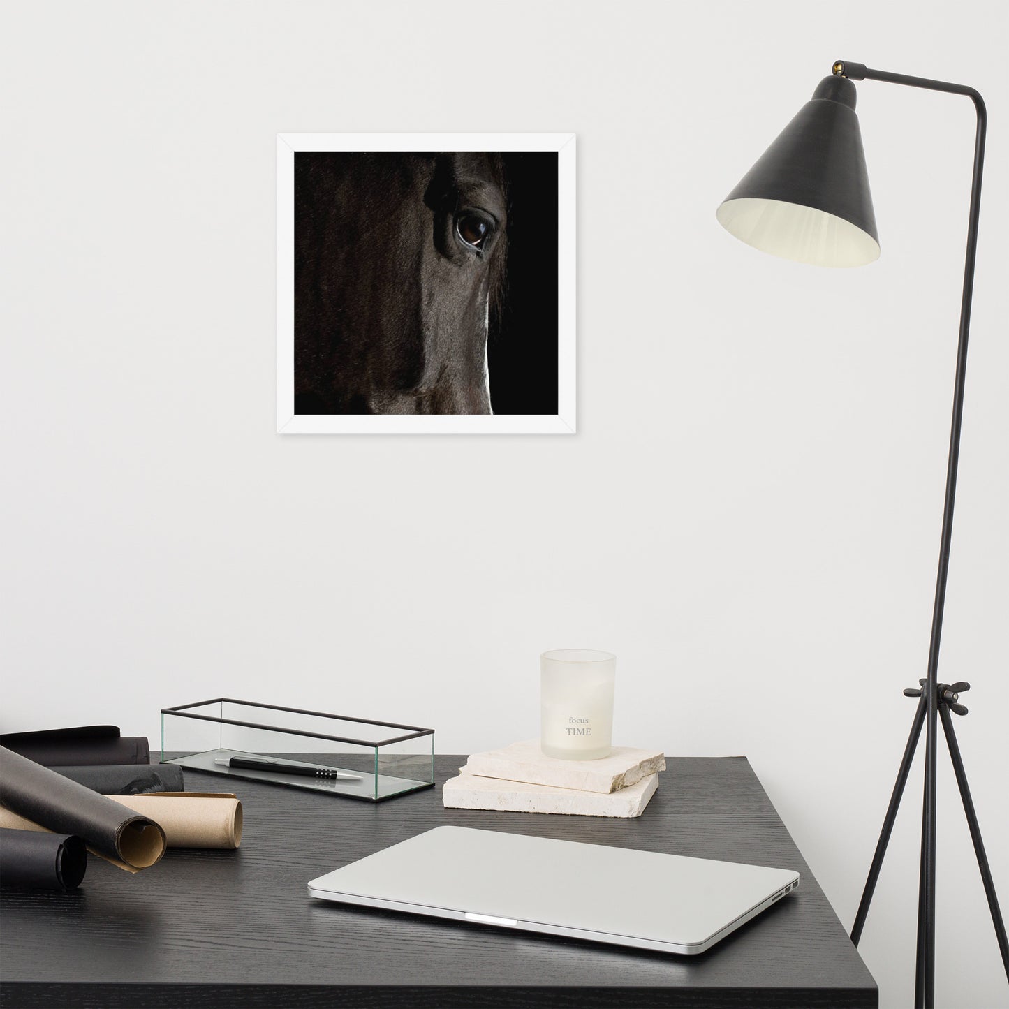 Framed Poster Horse Wall Art - Vertical Print (Glamourange 0015 Model)