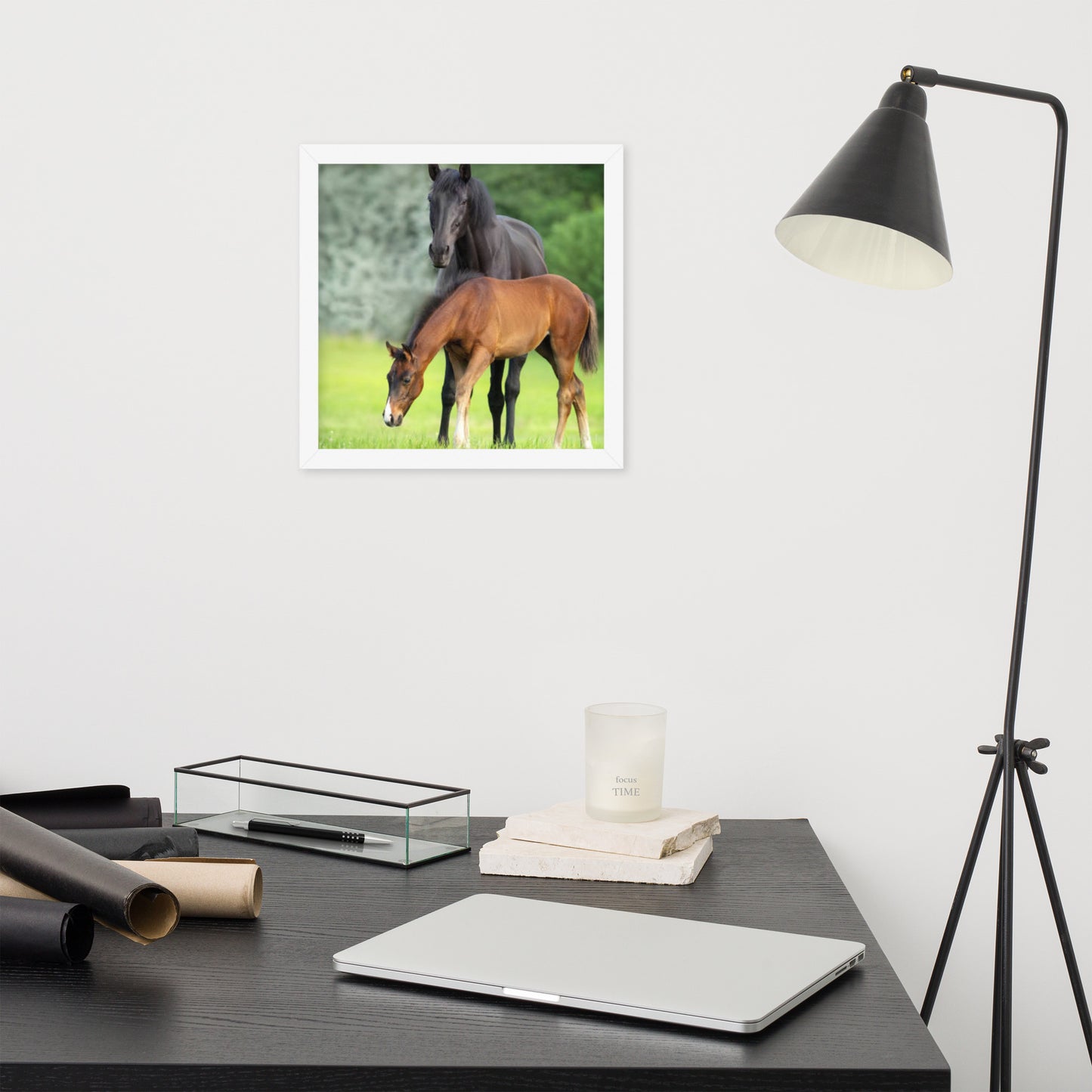 Framed Poster Horse Wall Art - Vertical Print (Glamourange 0021 Model)