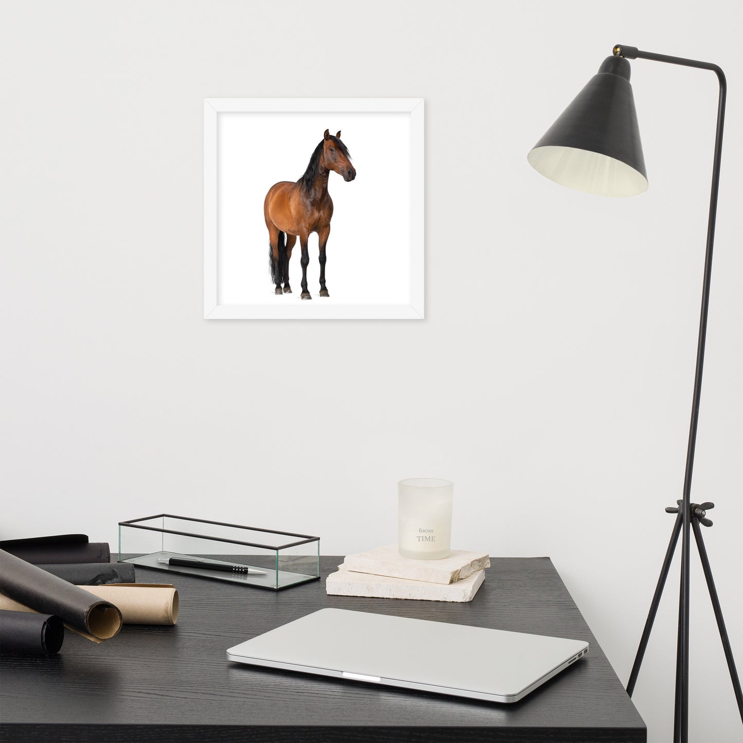 Framed Poster Horse Wall Art - Vertical Print (Glamourange 0024 Model)