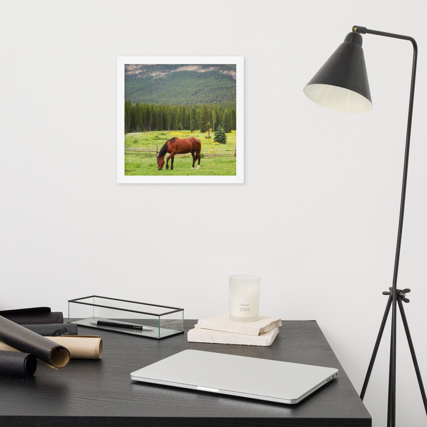 Framed Poster Horse Wall Art - Vertical Print (Glamourange 0030 Model)