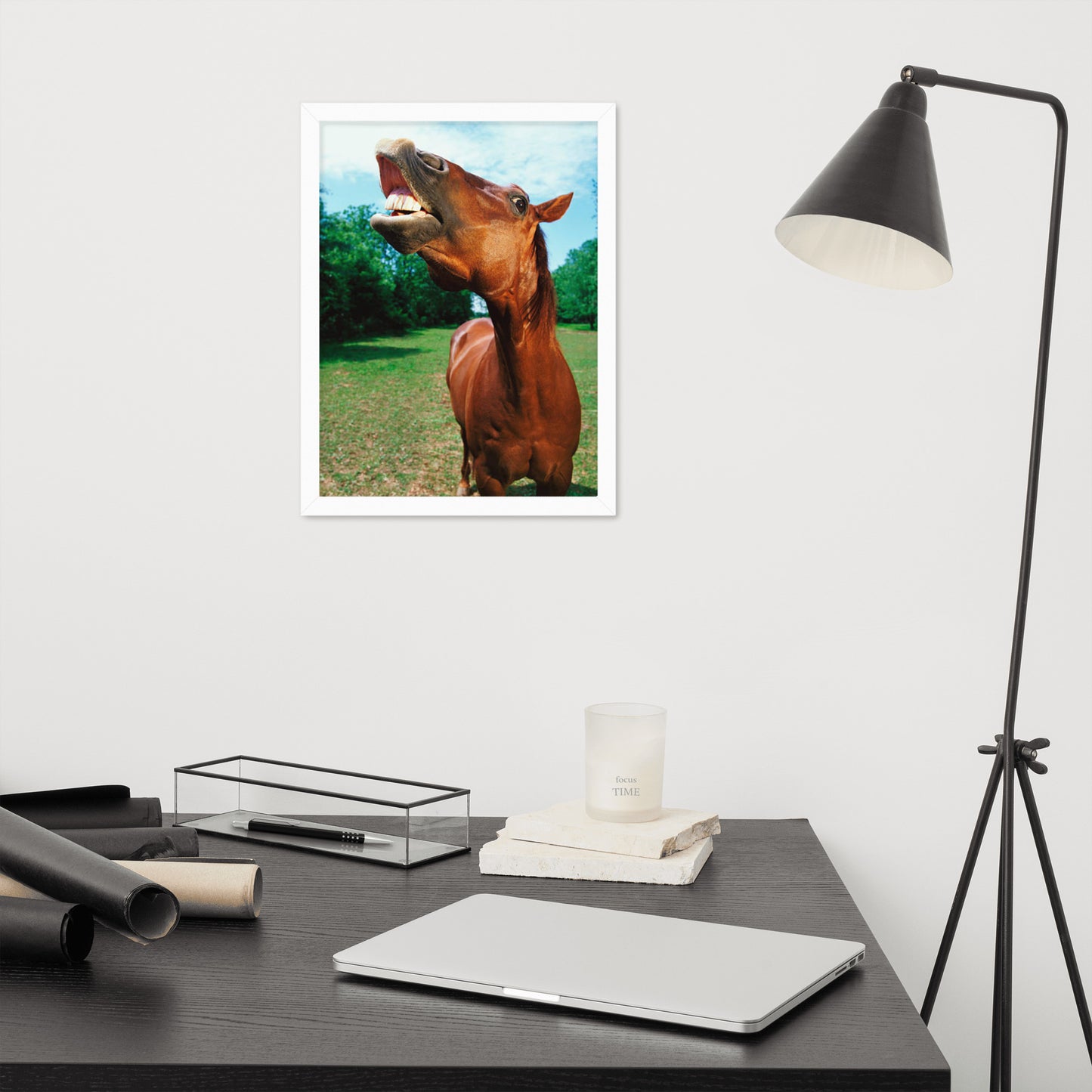 Framed Poster Horse Wall Art - Vertical Print (Glamourange 002 Model)