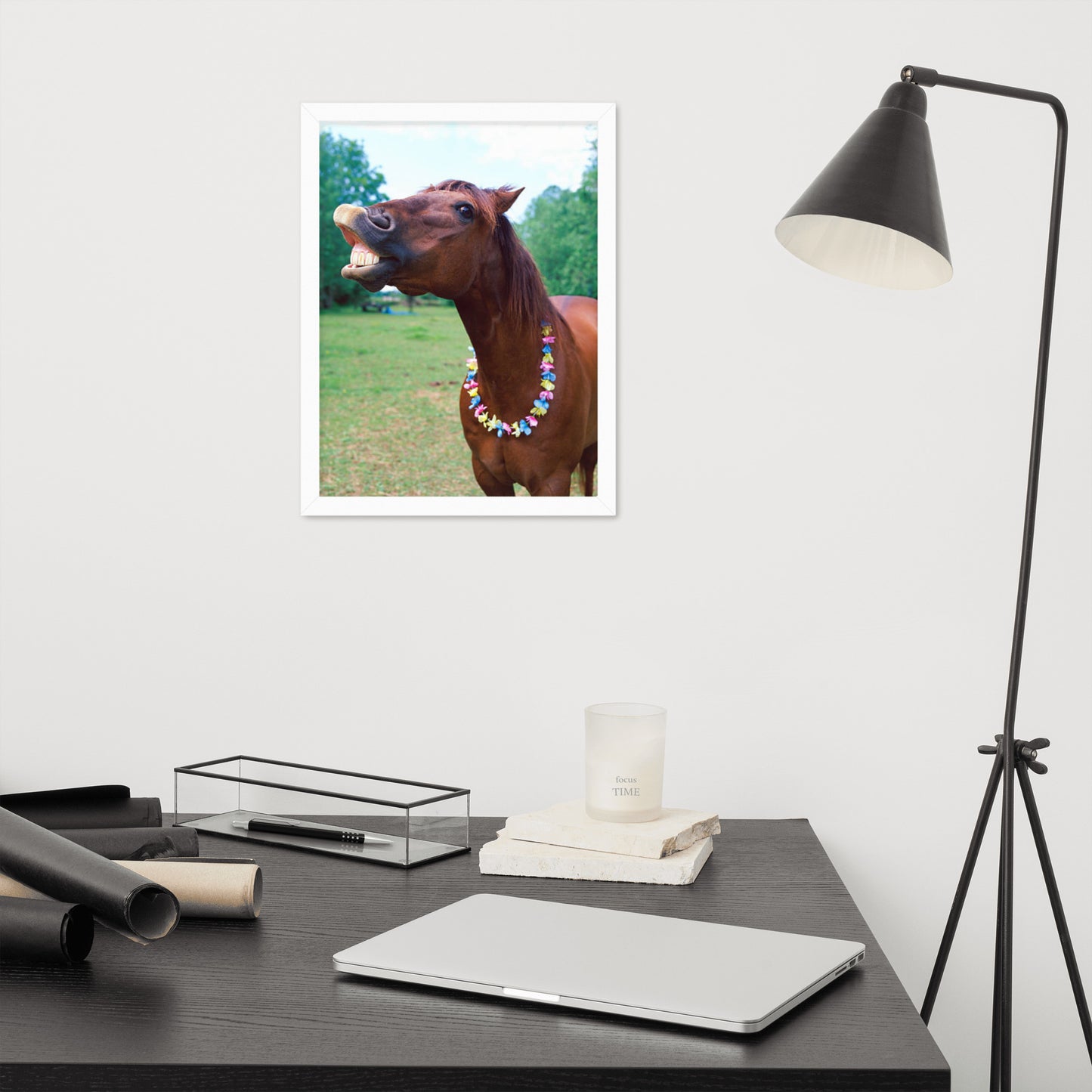 Framed Poster Horse Wall Art - Vertical Print (Glamourange 004 Model)