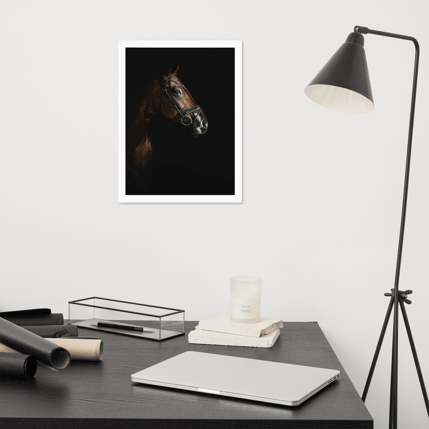 Framed Poster Horse Wall Art - Vertical Print (Glamourange 005 Model)