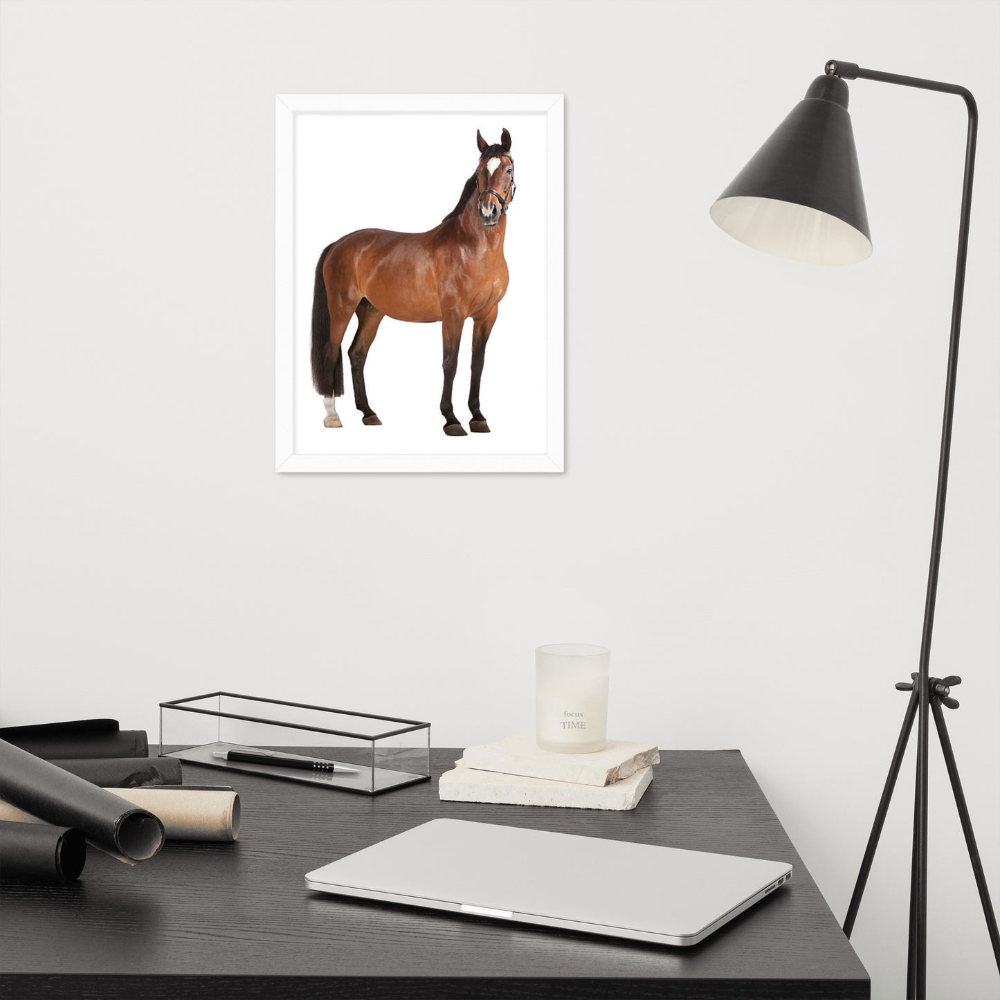 Framed Poster Horse Wall Art - Vertical Print (Glamourange 008 Model)