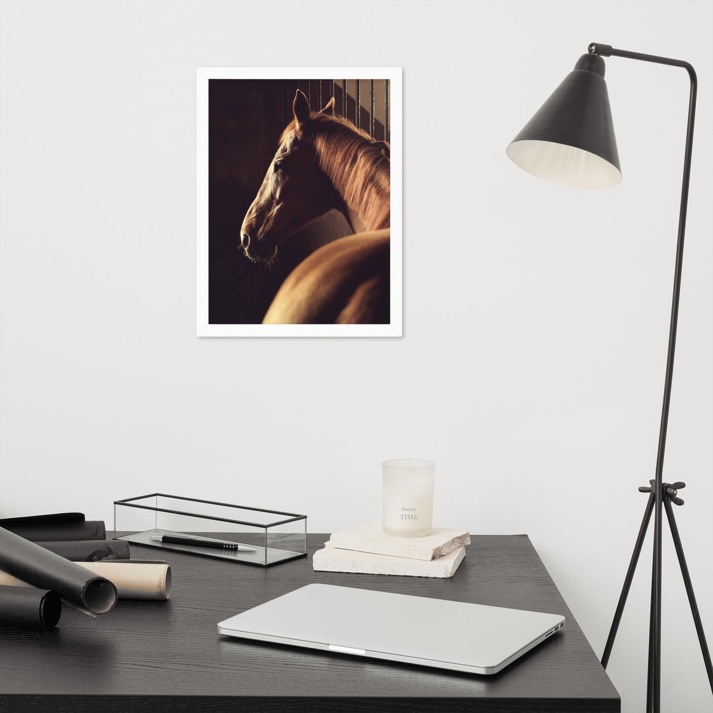 Framed Poster Horse Wall Art - Vertical Print (Glamourange 0010 Model)