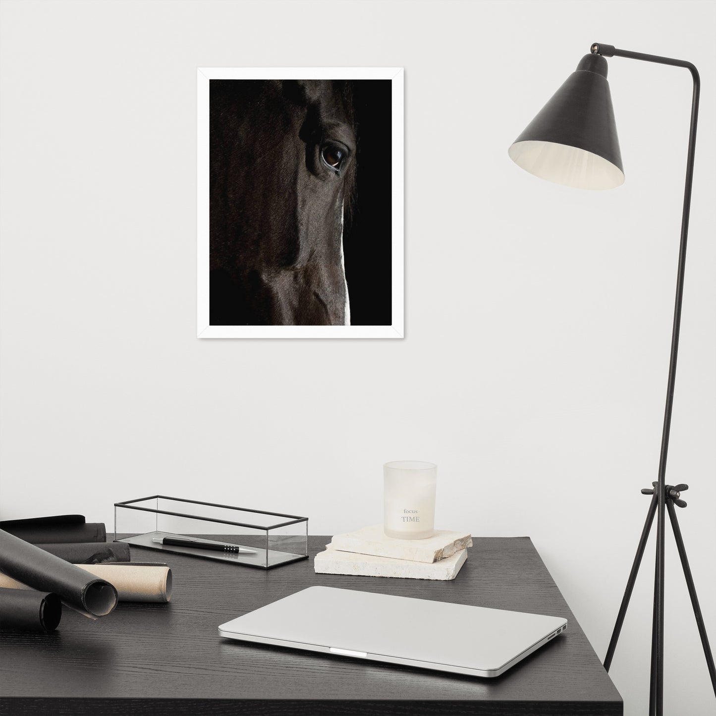 Framed Poster Horse Wall Art - Vertical Print (Glamourange 0015 Model)