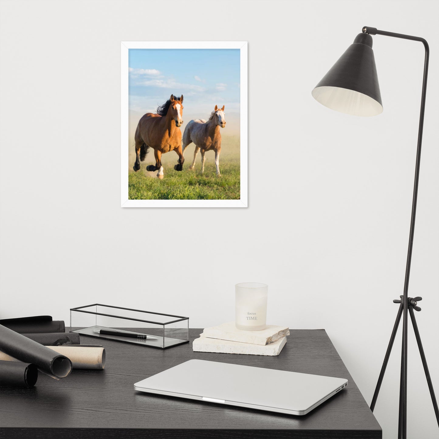 Framed Poster Horse Wall Art - Vertical Print (Glamourange 0023 Model)