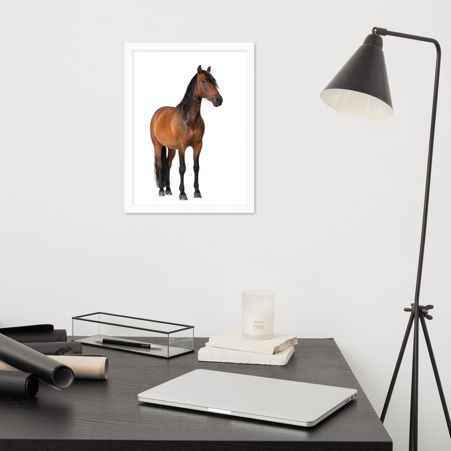 Framed Poster Horse Wall Art - Vertical Print (Glamourange 0024 Model)