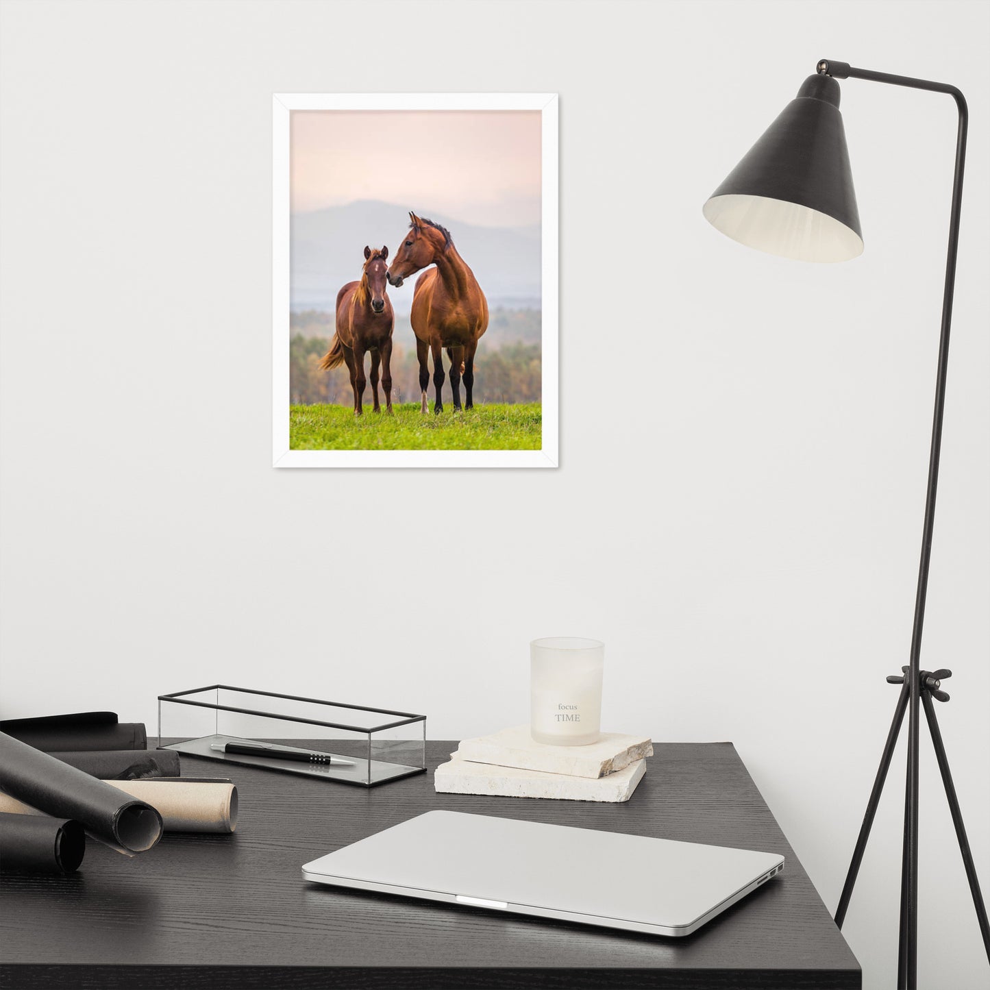 Framed Poster Horse Wall Art - Vertical Print (Glamourange 0027 Model)