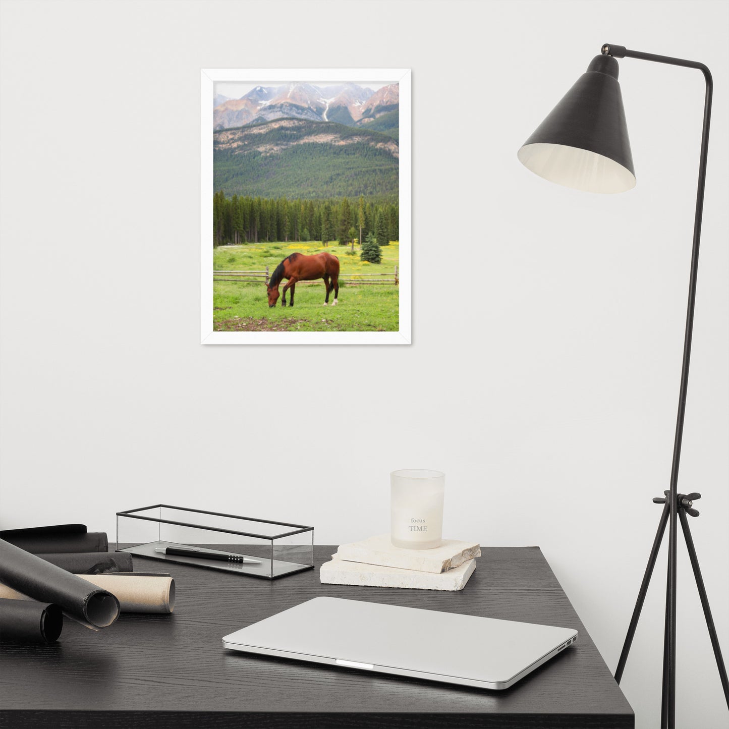 Framed Poster Horse Wall Art - Vertical Print (Glamourange 0030 Model)