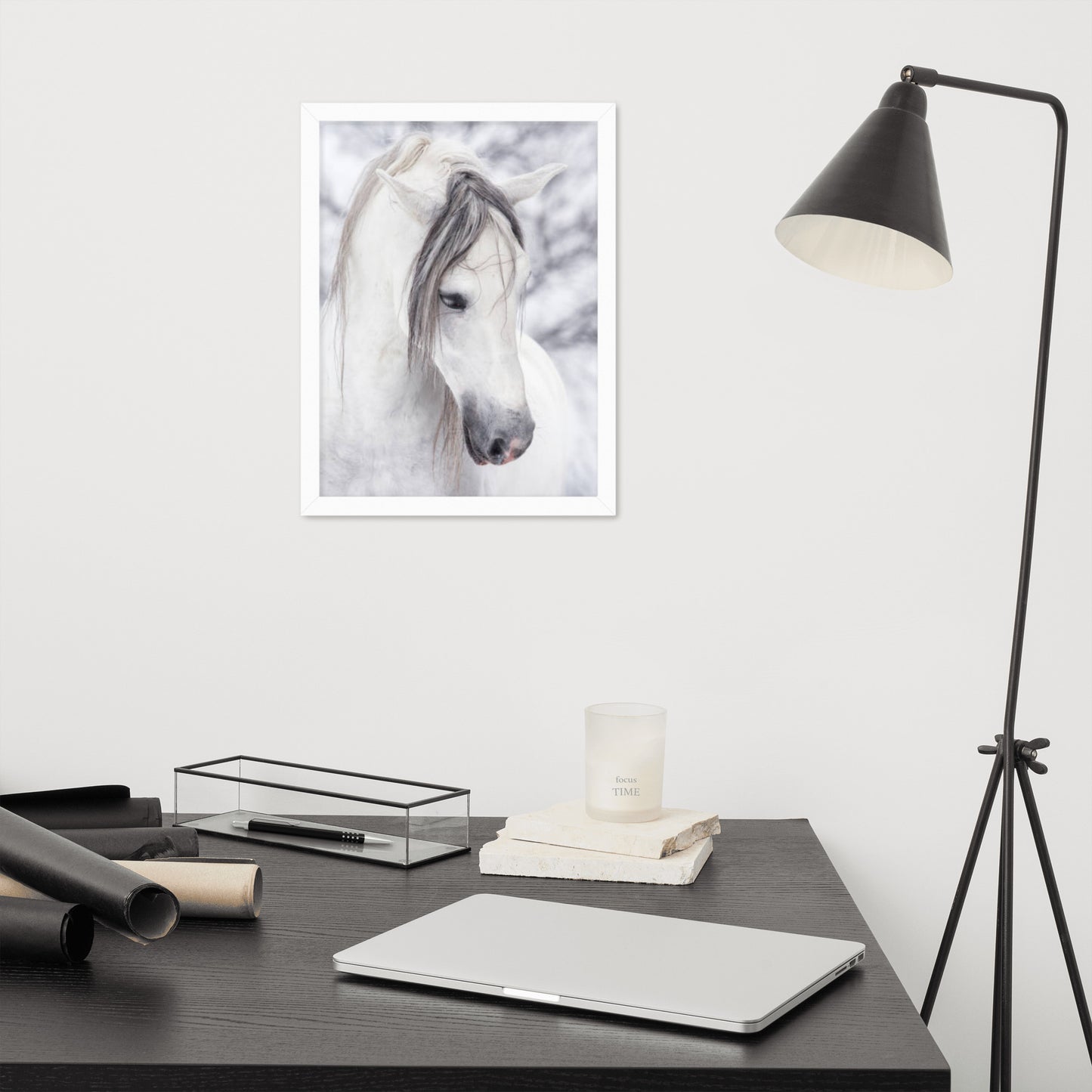 Framed Poster Horse Wall Art - Vertical Print (Glamourange 0036 Model)